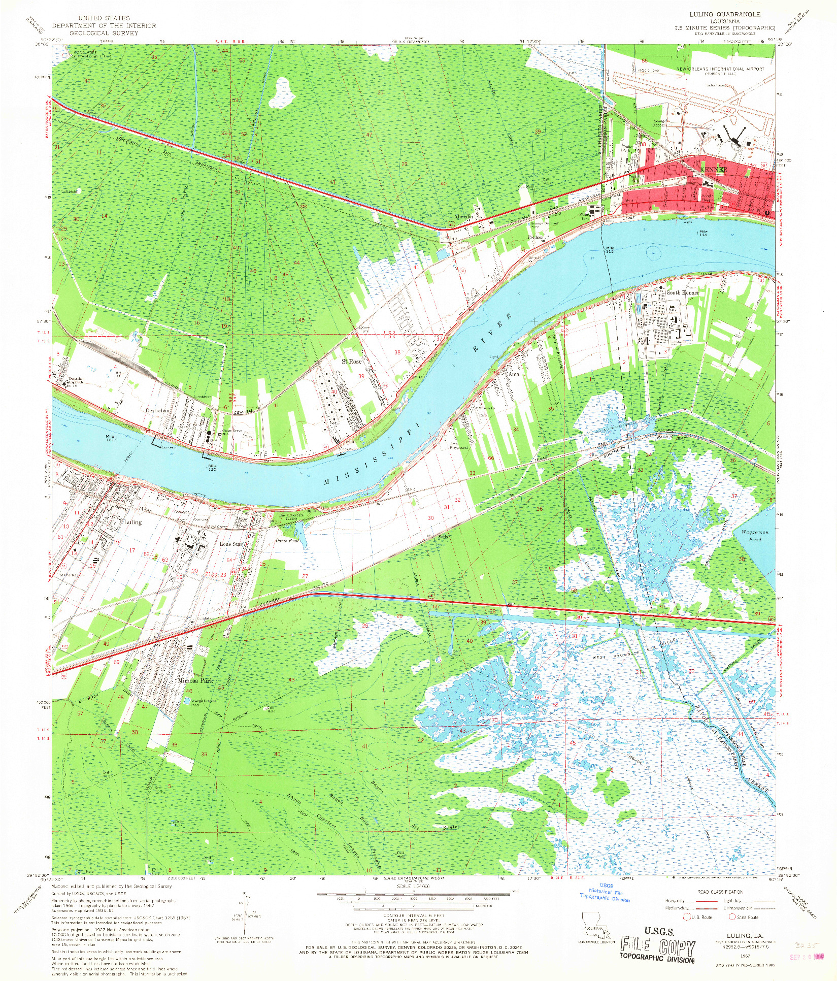 USGS 1:24000-SCALE QUADRANGLE FOR LULING, LA 1967