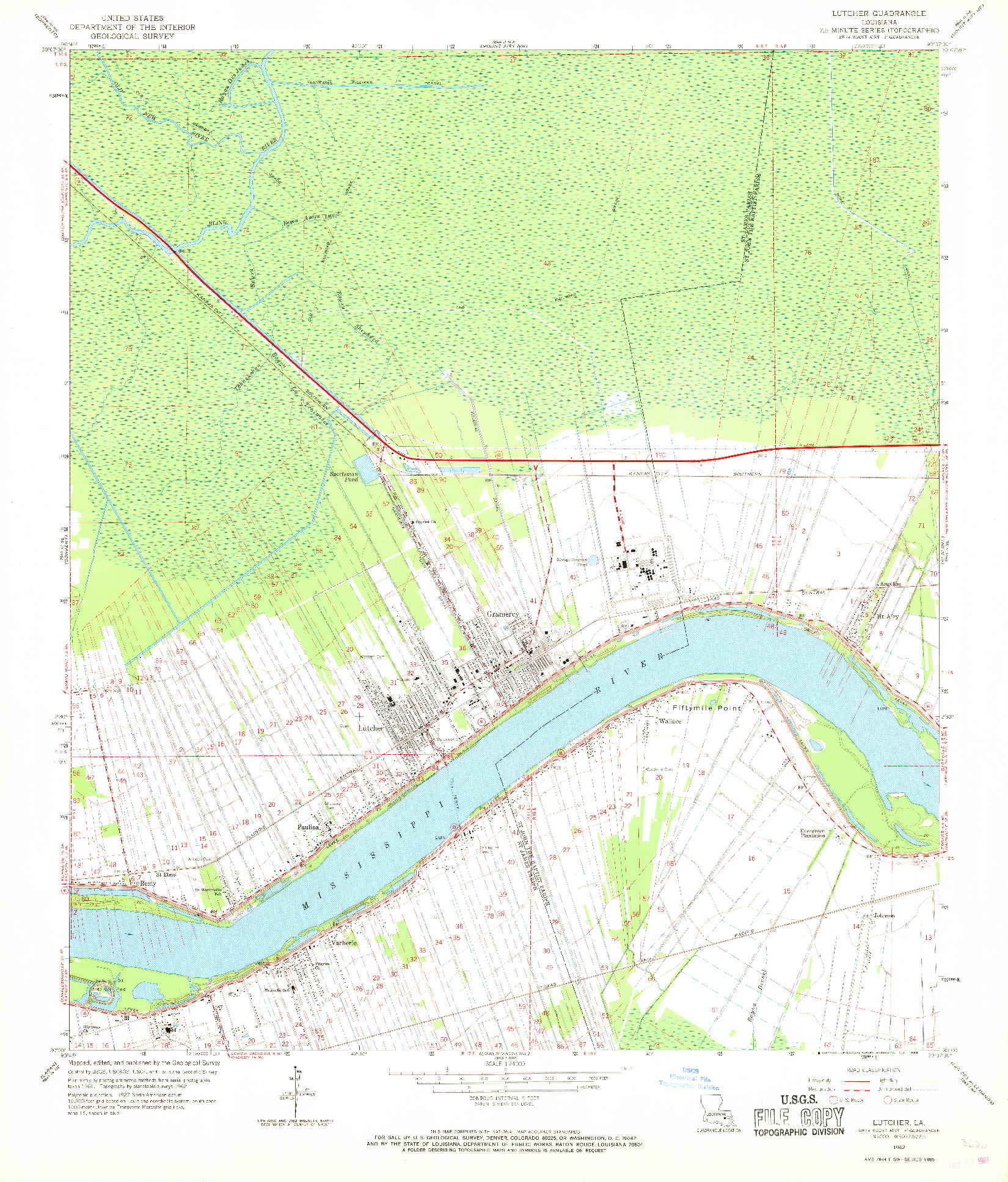 USGS 1:24000-SCALE QUADRANGLE FOR LUTCHER, LA 1962