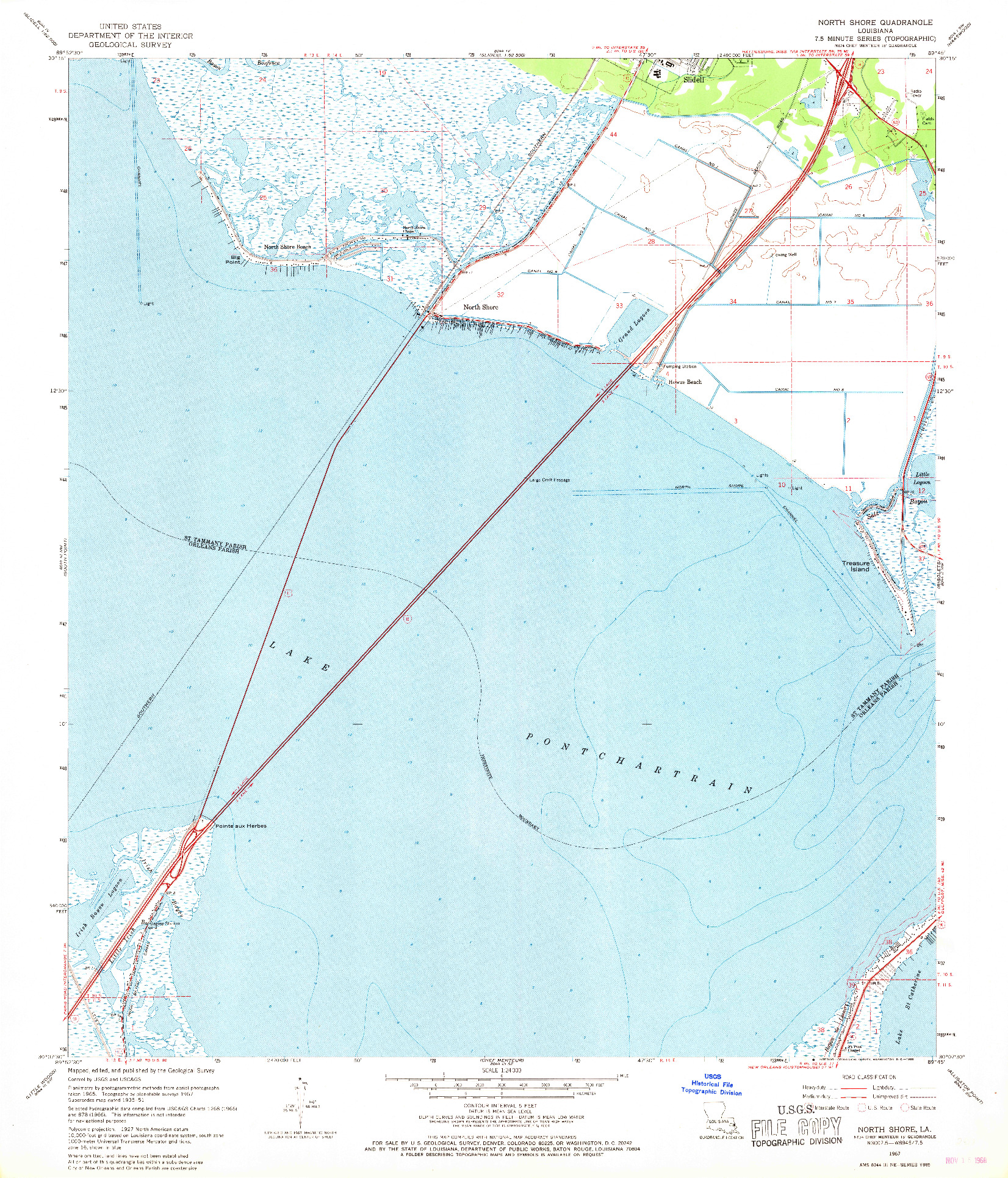 USGS 1:24000-SCALE QUADRANGLE FOR NORTH SHORE, LA 1967