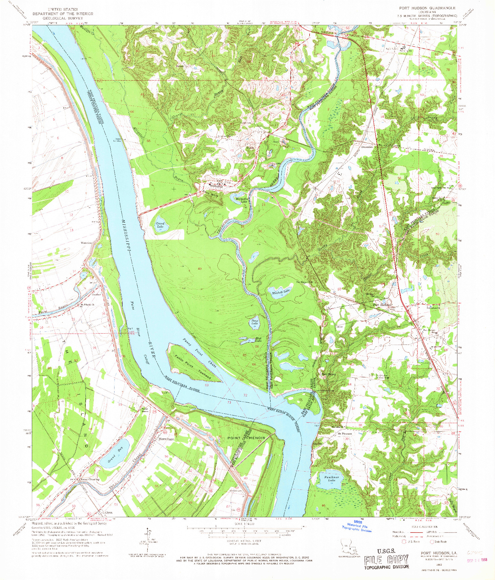 USGS 1:24000-SCALE QUADRANGLE FOR PORT HUDSON, LA 1963