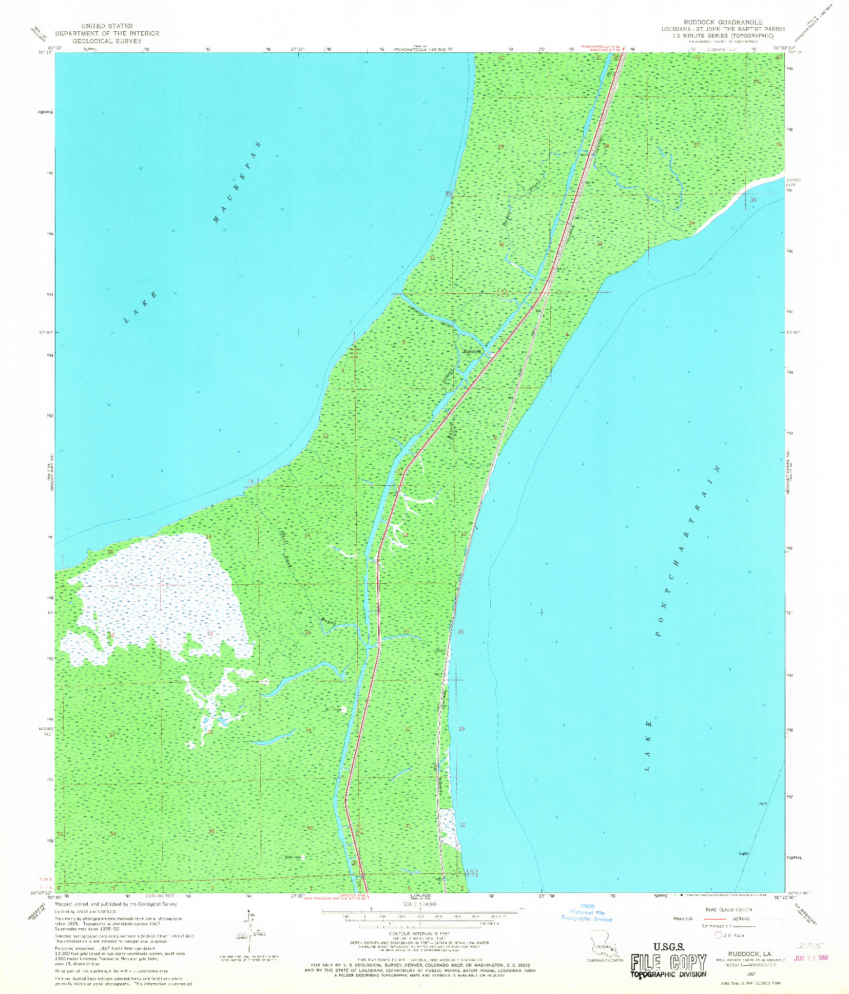 USGS 1:24000-SCALE QUADRANGLE FOR RUDDOCK, LA 1967