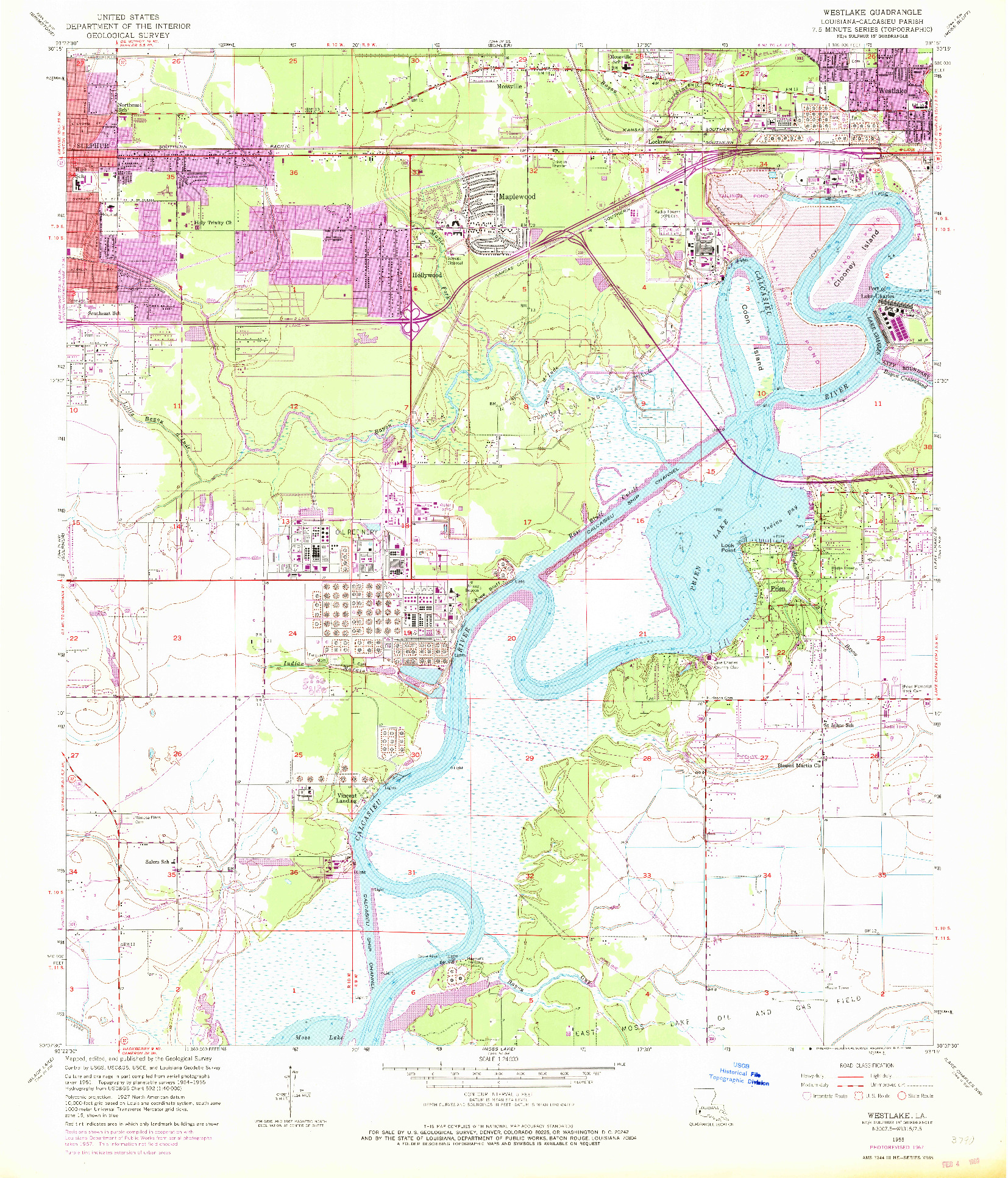 USGS 1:24000-SCALE QUADRANGLE FOR WESTLAKE, LA 1955