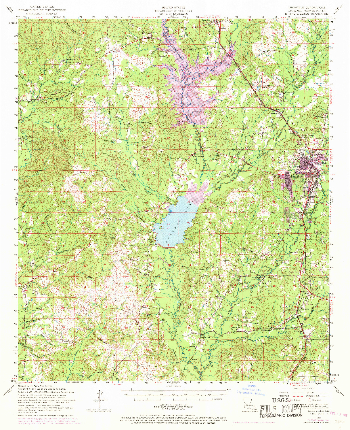 USGS 1:62500-SCALE QUADRANGLE FOR LEESVILLE, LA 1954