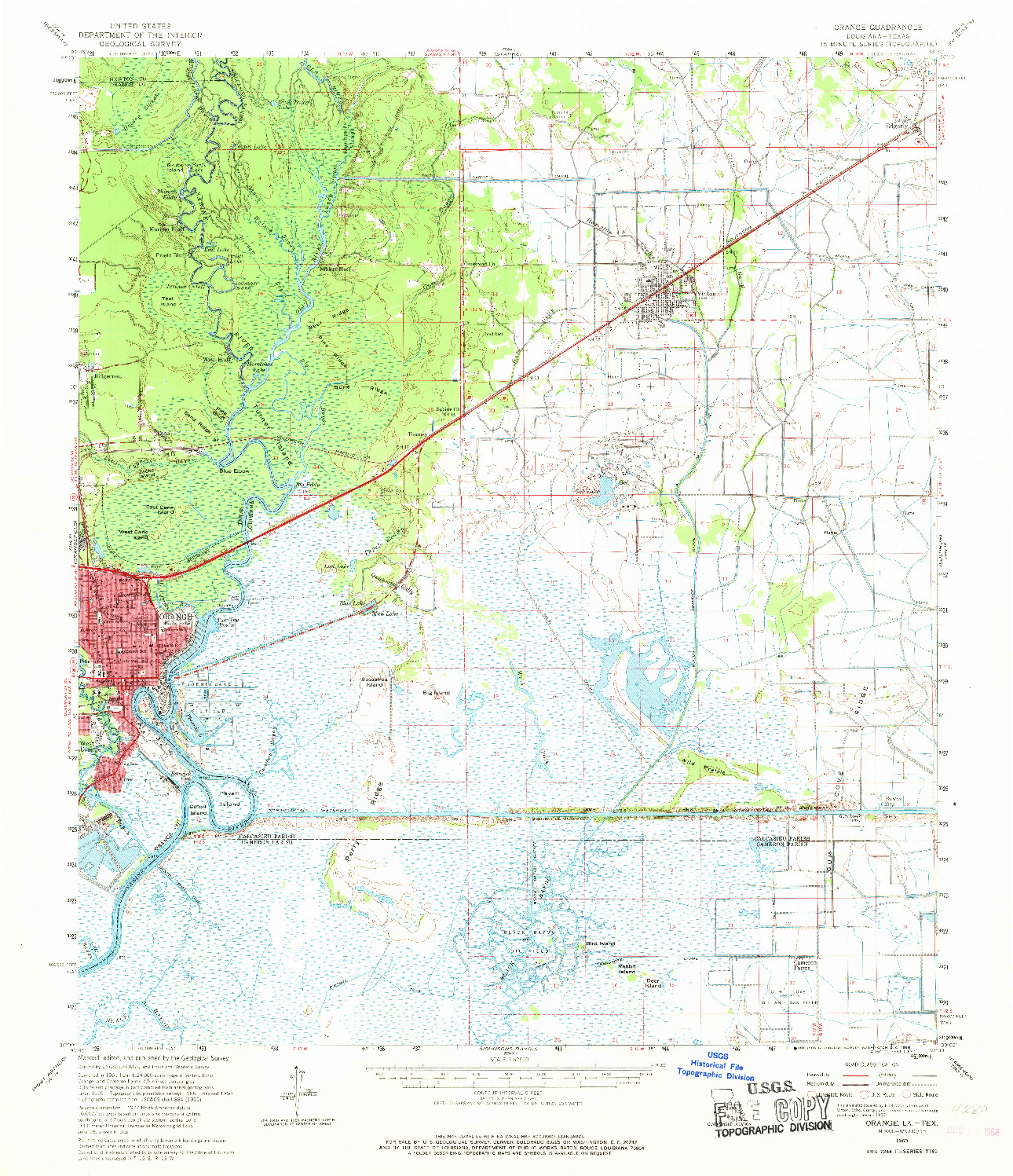 USGS 1:62500-SCALE QUADRANGLE FOR ORANGE, LA 1960