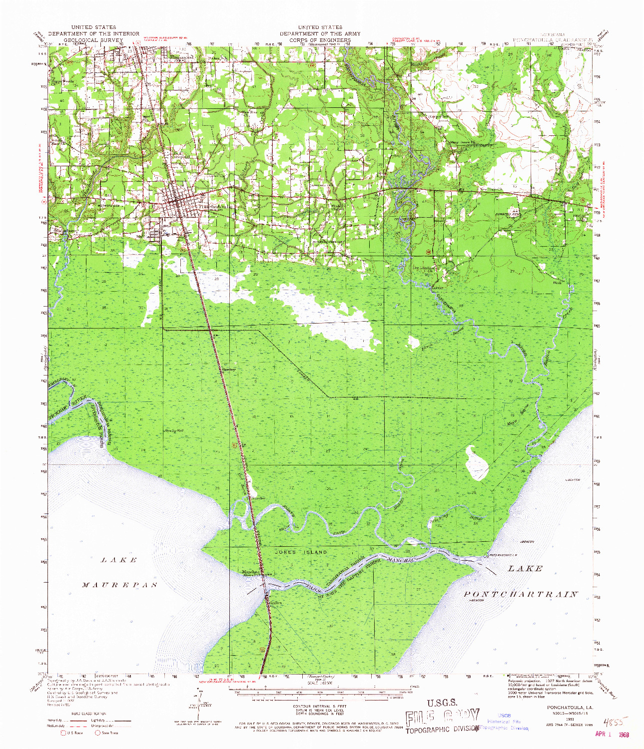 USGS 1:62500-SCALE QUADRANGLE FOR PONCHATOULA, LA 1951