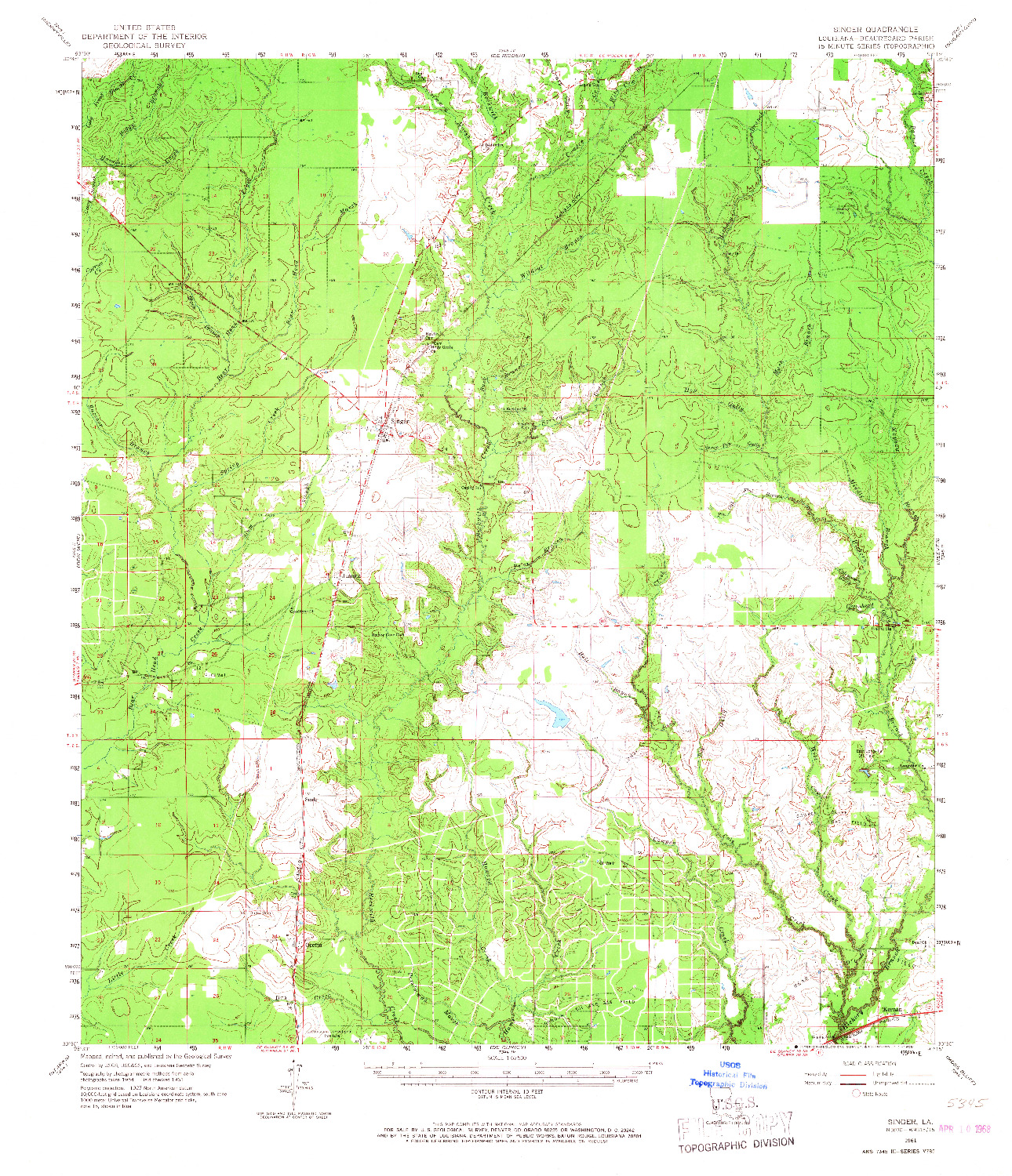 USGS 1:62500-SCALE QUADRANGLE FOR SINGER, LA 1961