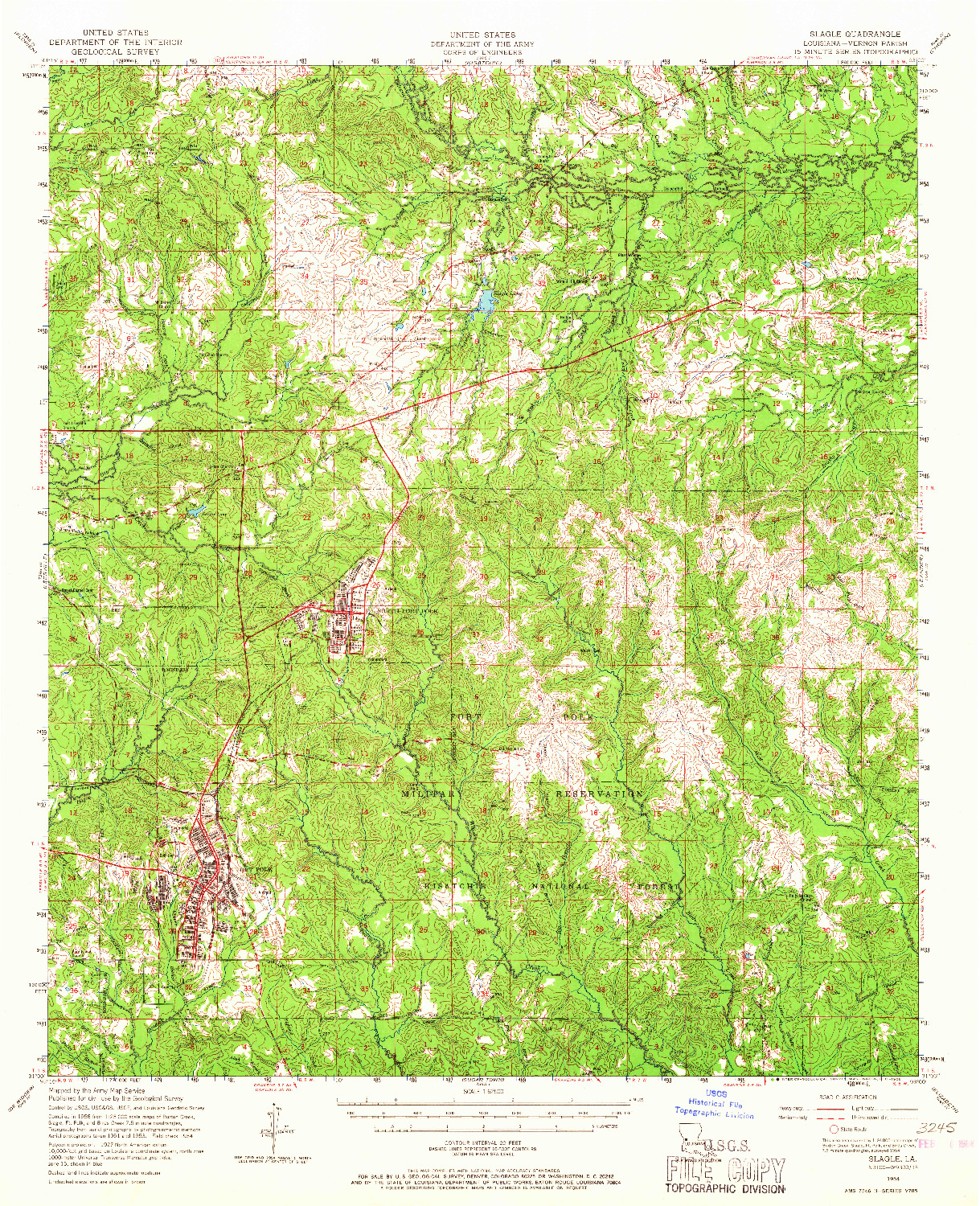 USGS 1:62500-SCALE QUADRANGLE FOR SLAGLE, LA 1954