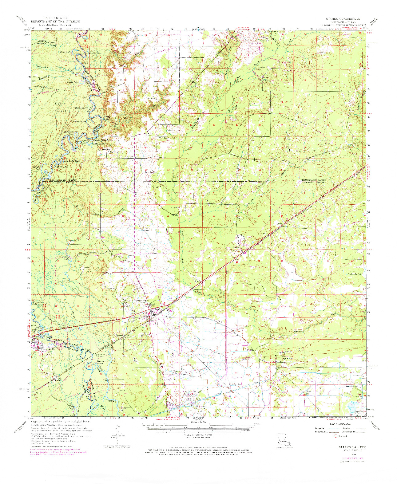 USGS 1:62500-SCALE QUADRANGLE FOR STARKS, LA 1959