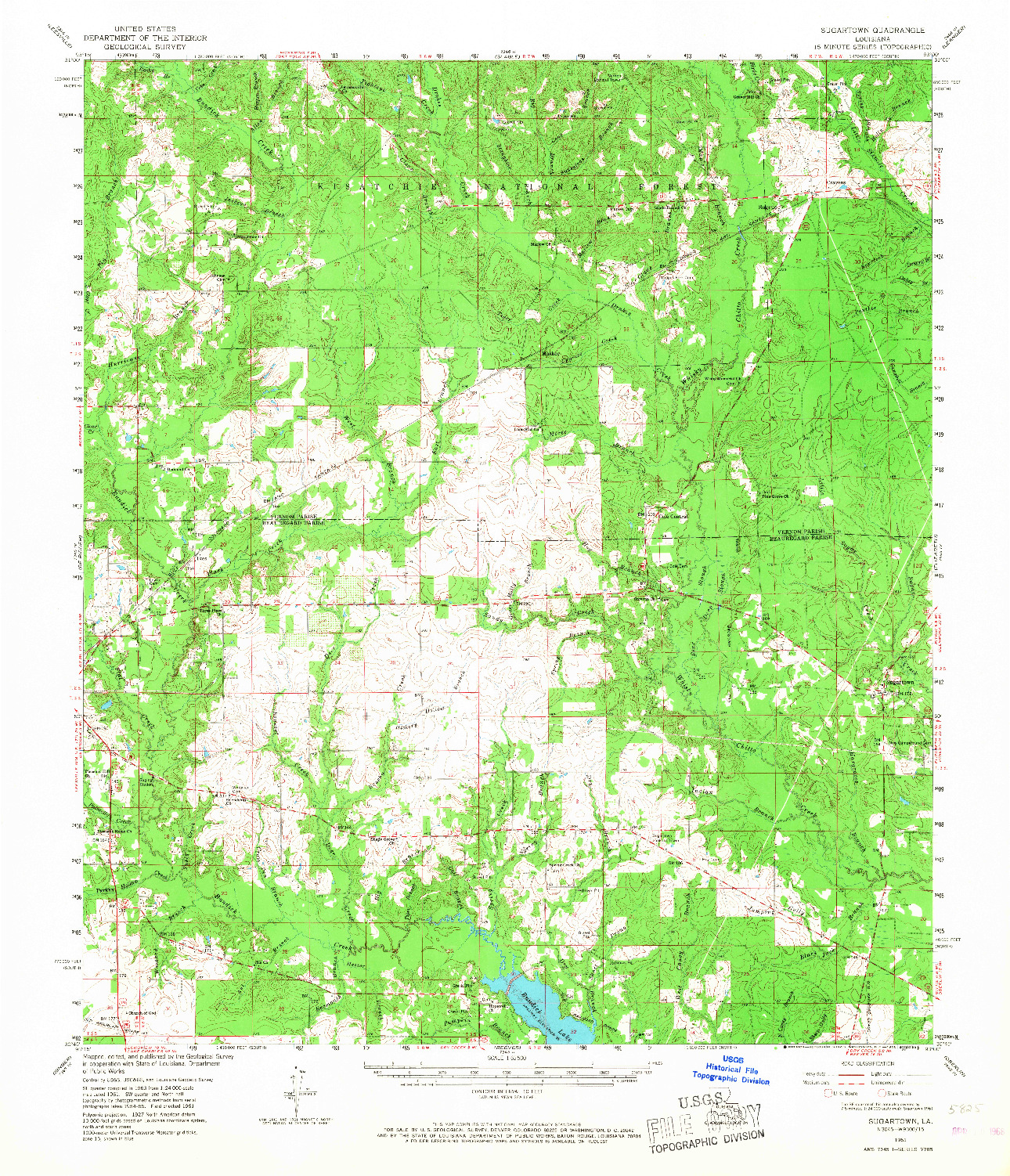 USGS 1:62500-SCALE QUADRANGLE FOR SUGARTOWN, LA 1961