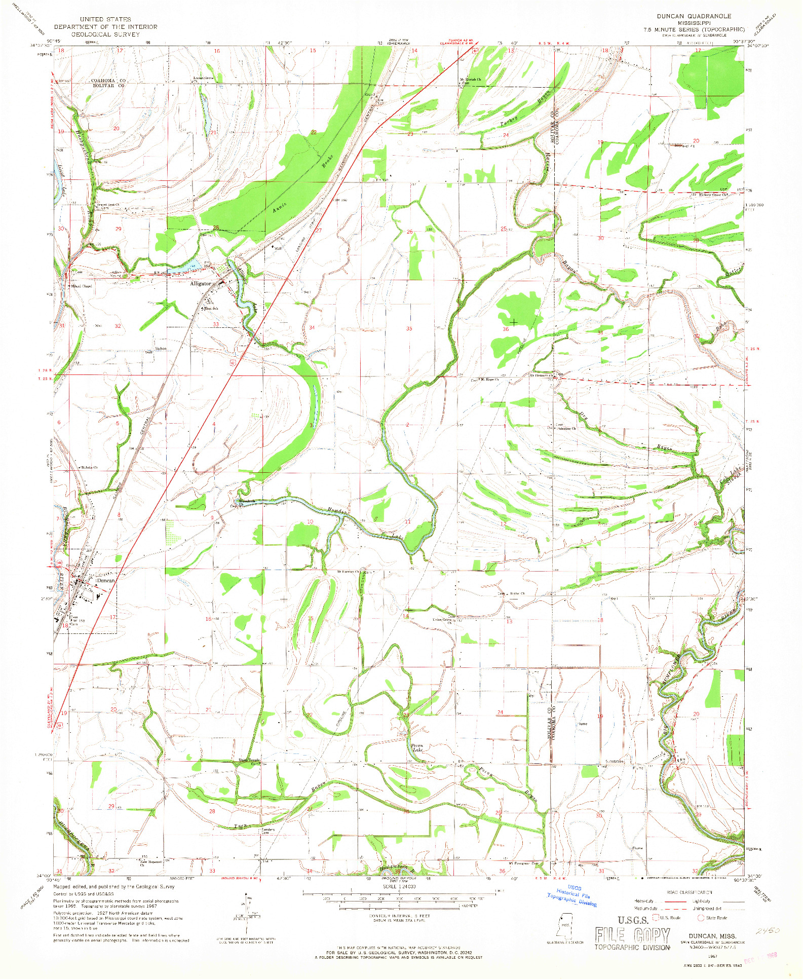 USGS 1:24000-SCALE QUADRANGLE FOR DUNCAN, MS 1967
