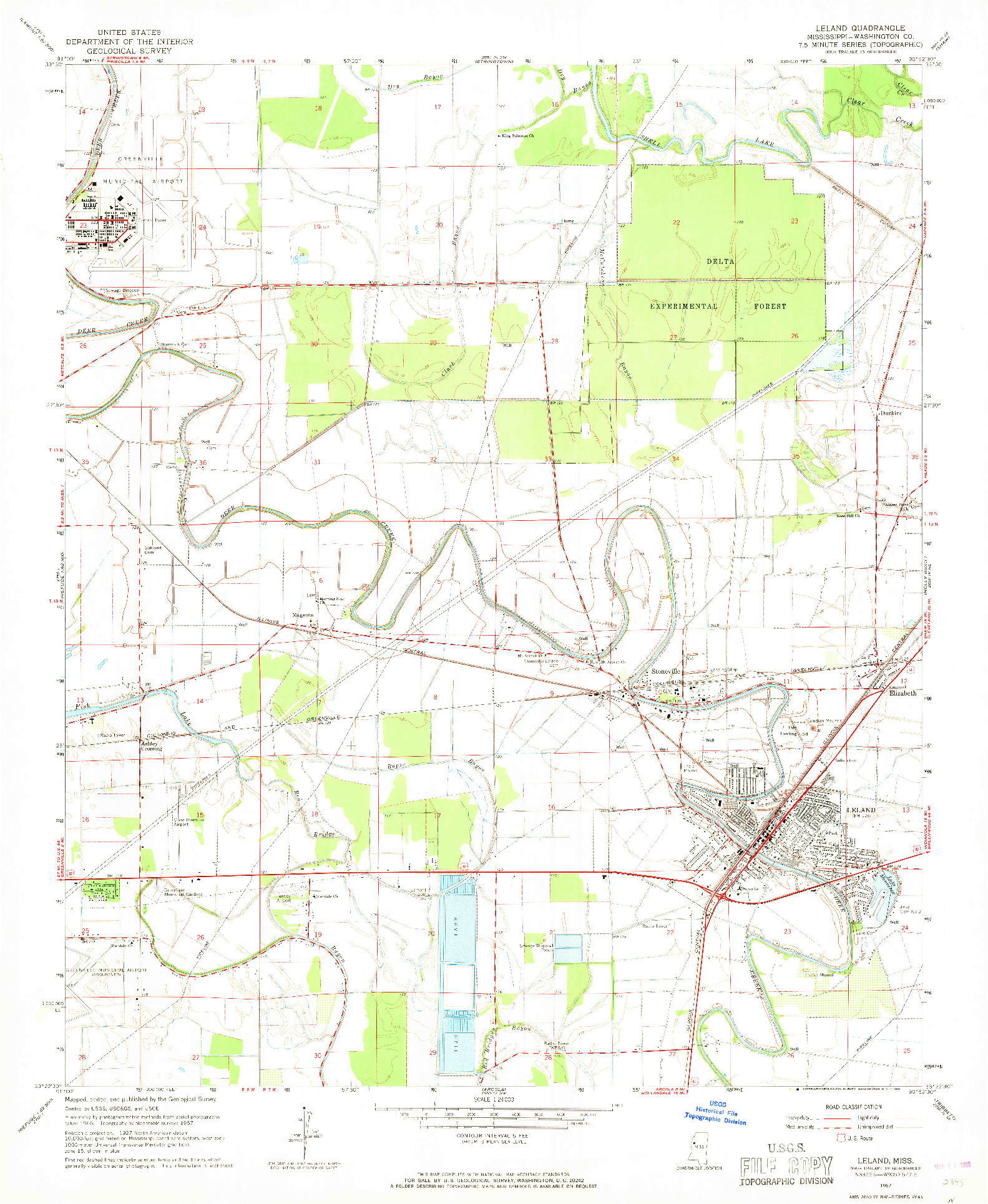 USGS 1:24000-SCALE QUADRANGLE FOR LELAND, MS 1967