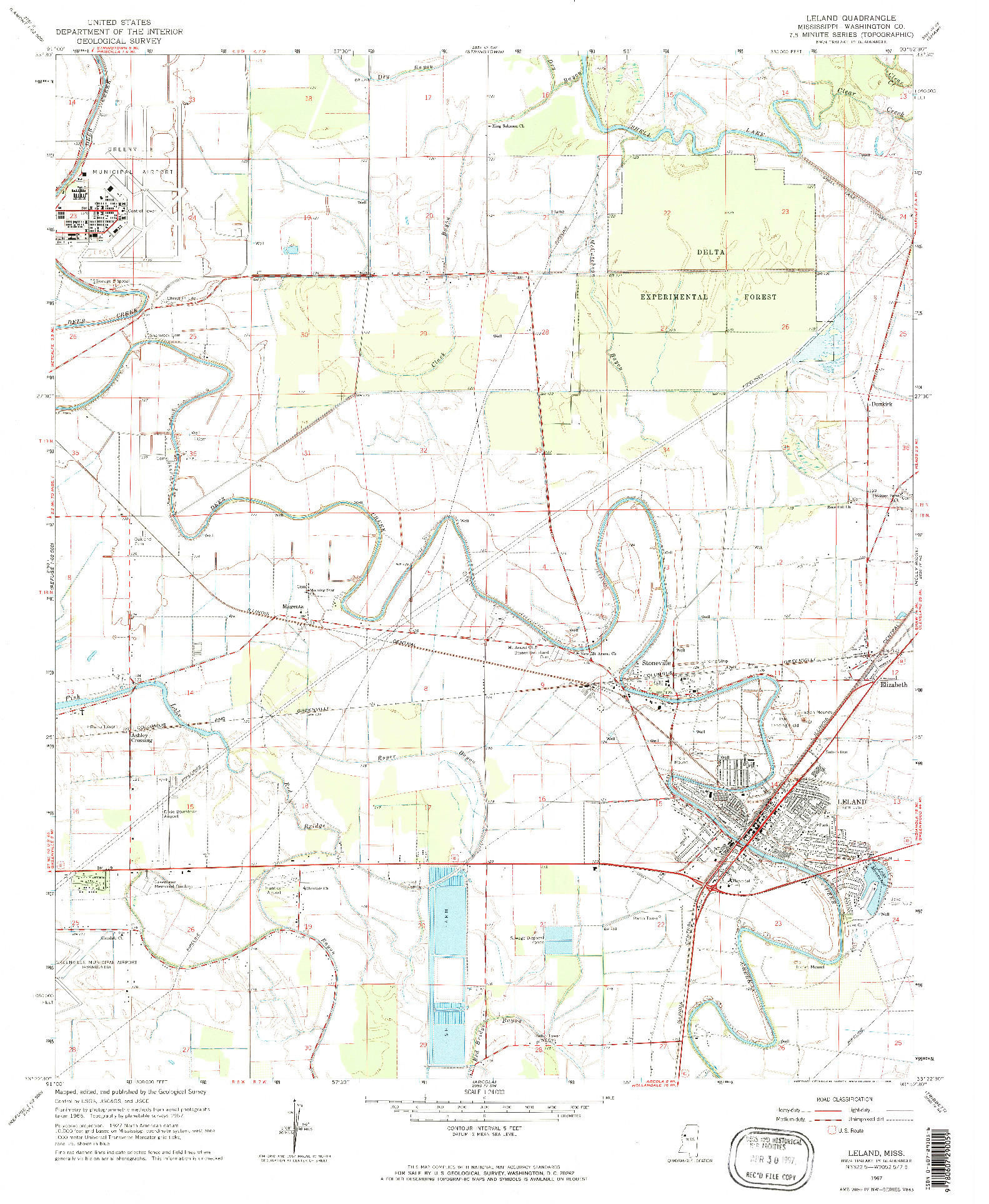 USGS 1:24000-SCALE QUADRANGLE FOR LELAND, MS 1967