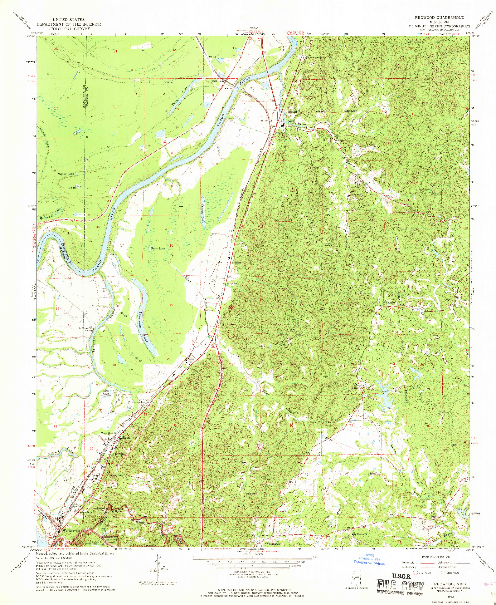 USGS 1:24000-SCALE QUADRANGLE FOR REDWOOD, MS 1962