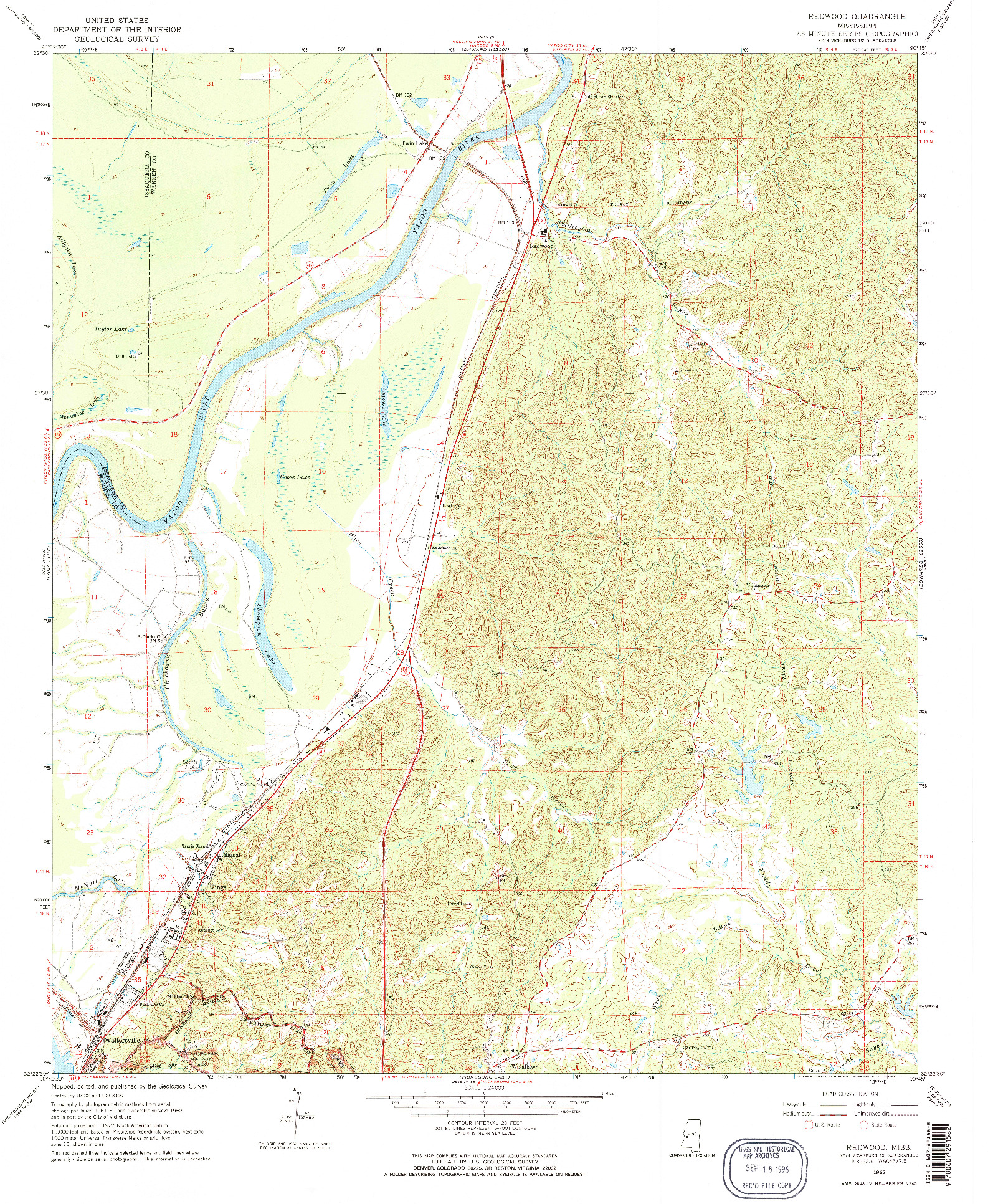 USGS 1:24000-SCALE QUADRANGLE FOR REDWOOD, MS 1962