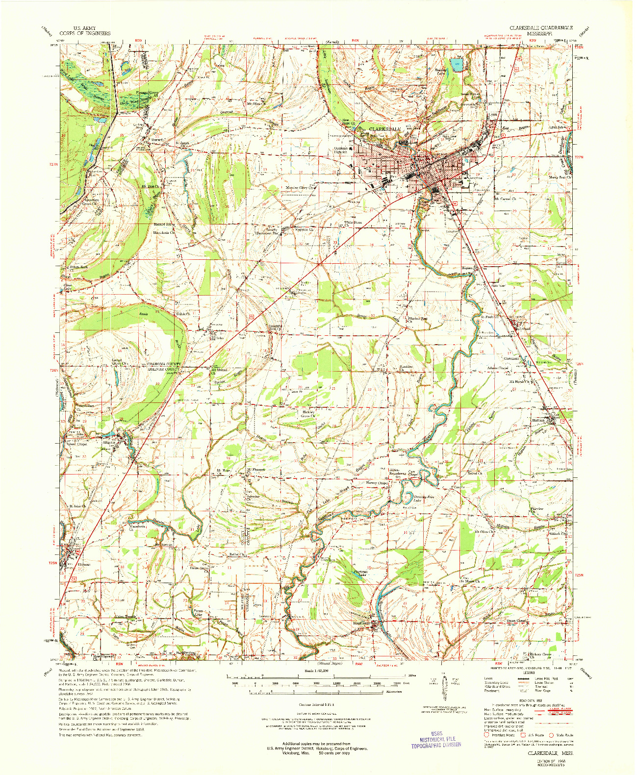 USGS 1:62500-SCALE QUADRANGLE FOR CLARKSDALE, MS 1968