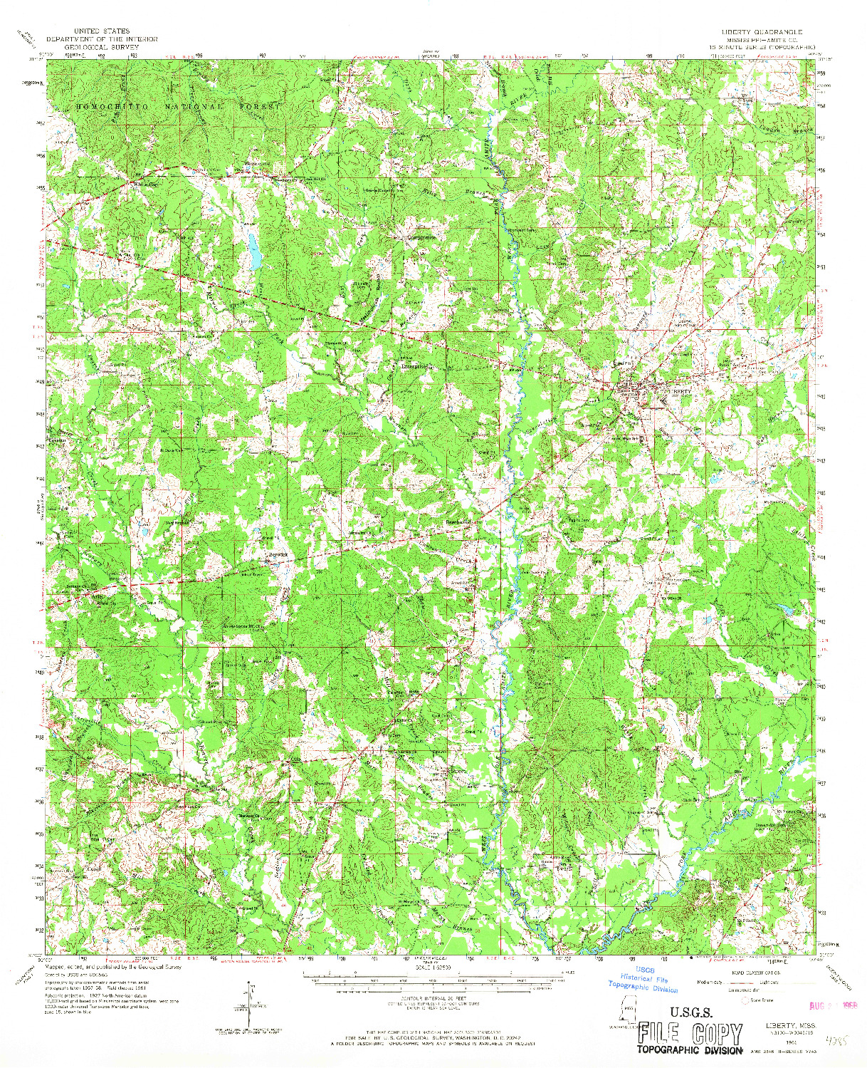 USGS 1:62500-SCALE QUADRANGLE FOR LIBERTY, MS 1961