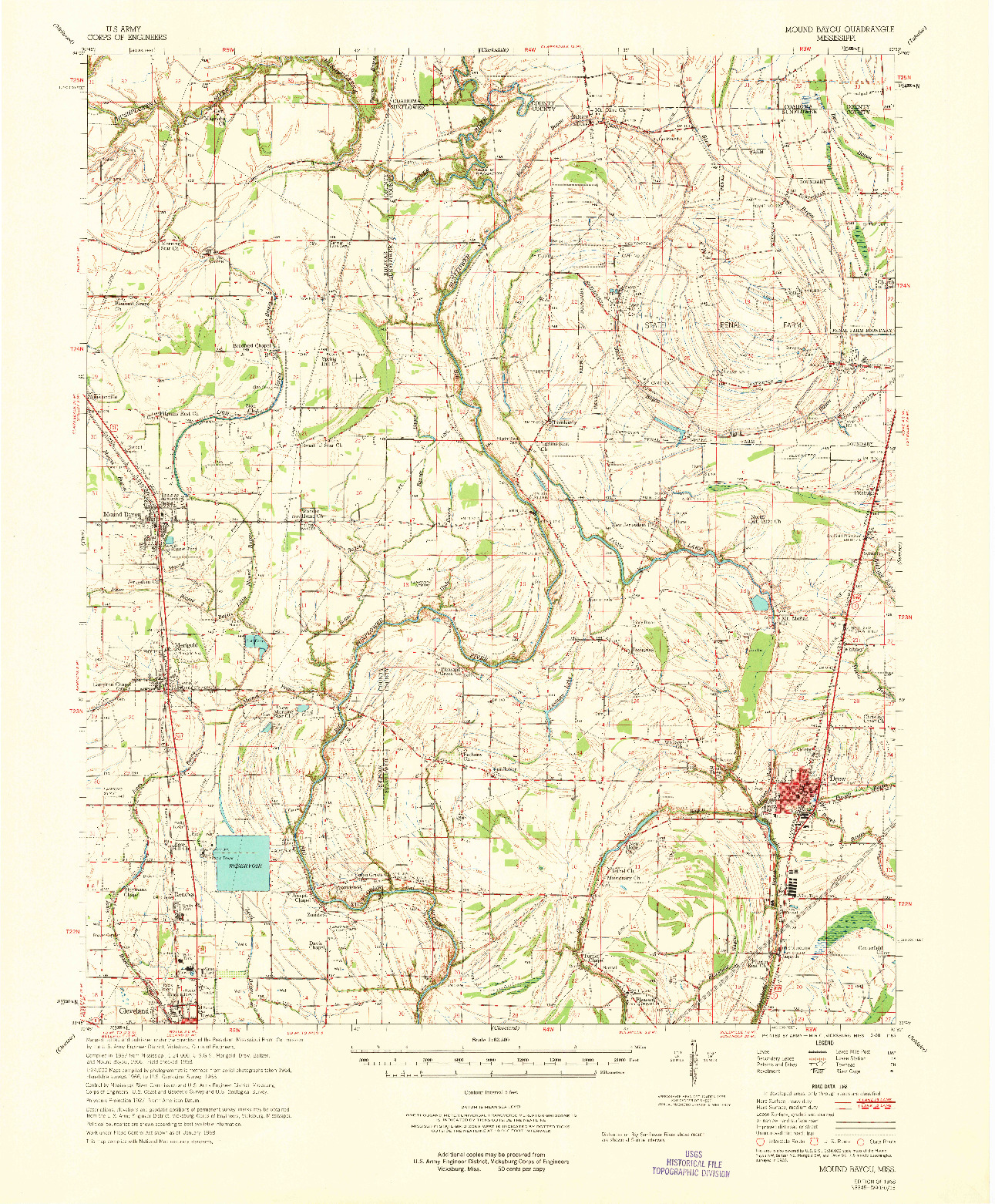 USGS 1:62500-SCALE QUADRANGLE FOR MOUND BAYOU, MS 1968