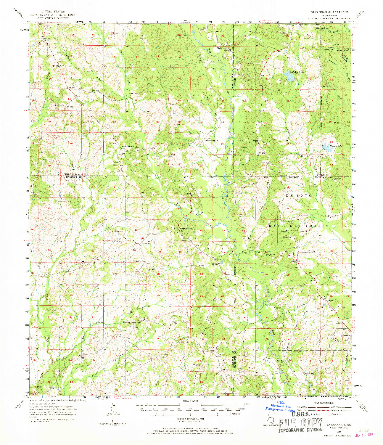 USGS 1:62500-SCALE QUADRANGLE FOR SAVANNAH, MS 1955