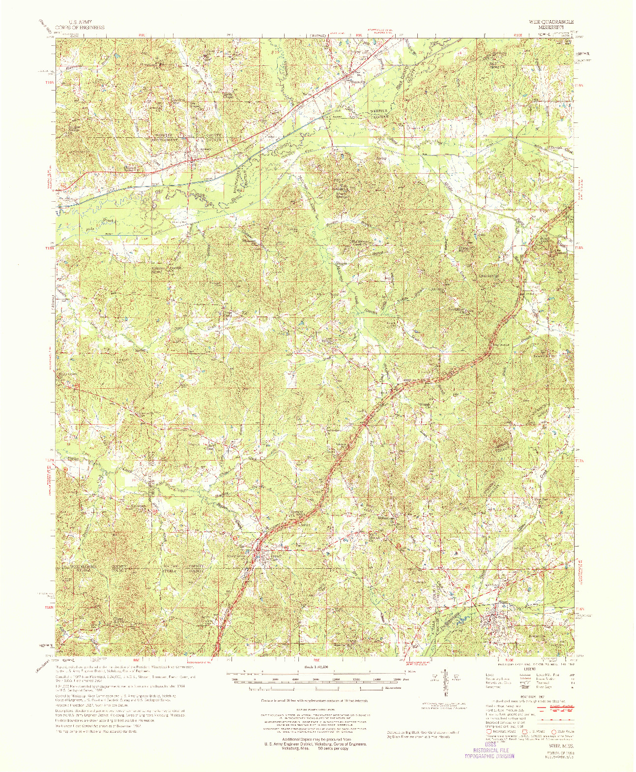USGS 1:62500-SCALE QUADRANGLE FOR WEIR, MS 1968