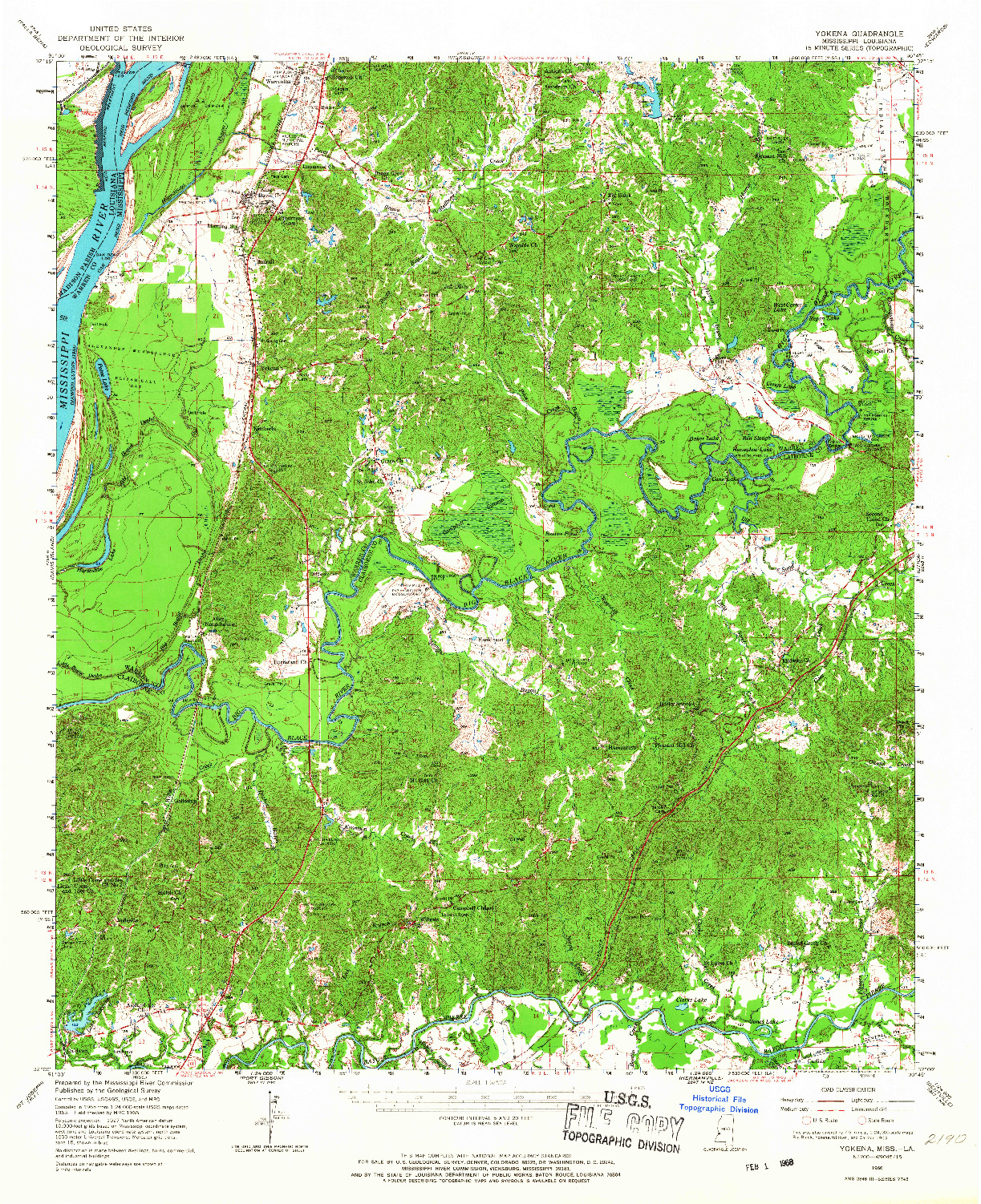 USGS 1:62500-SCALE QUADRANGLE FOR YOKENA, MS 1966