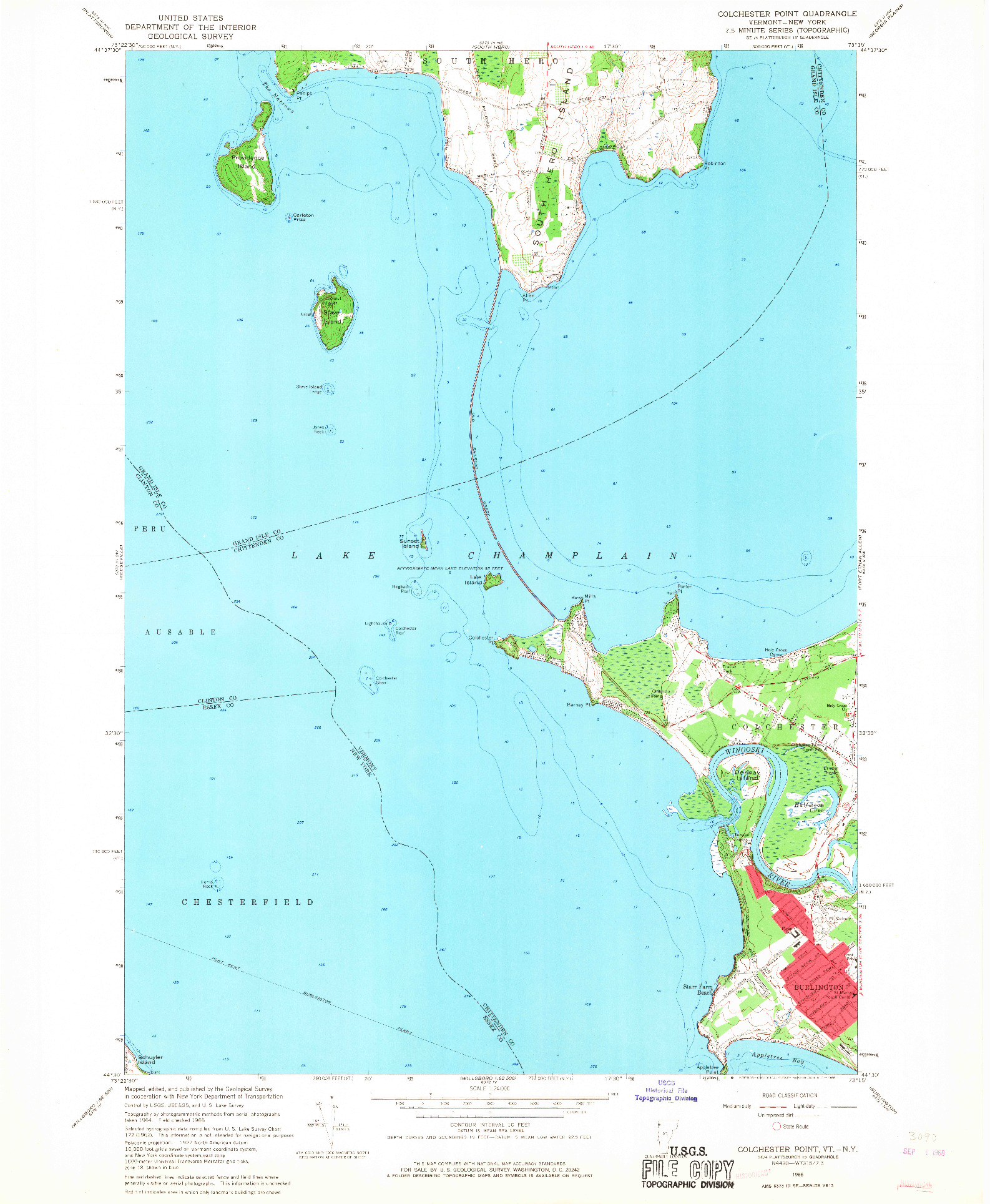 USGS 1:24000-SCALE QUADRANGLE FOR COLCHESTER POINT, VT 1966