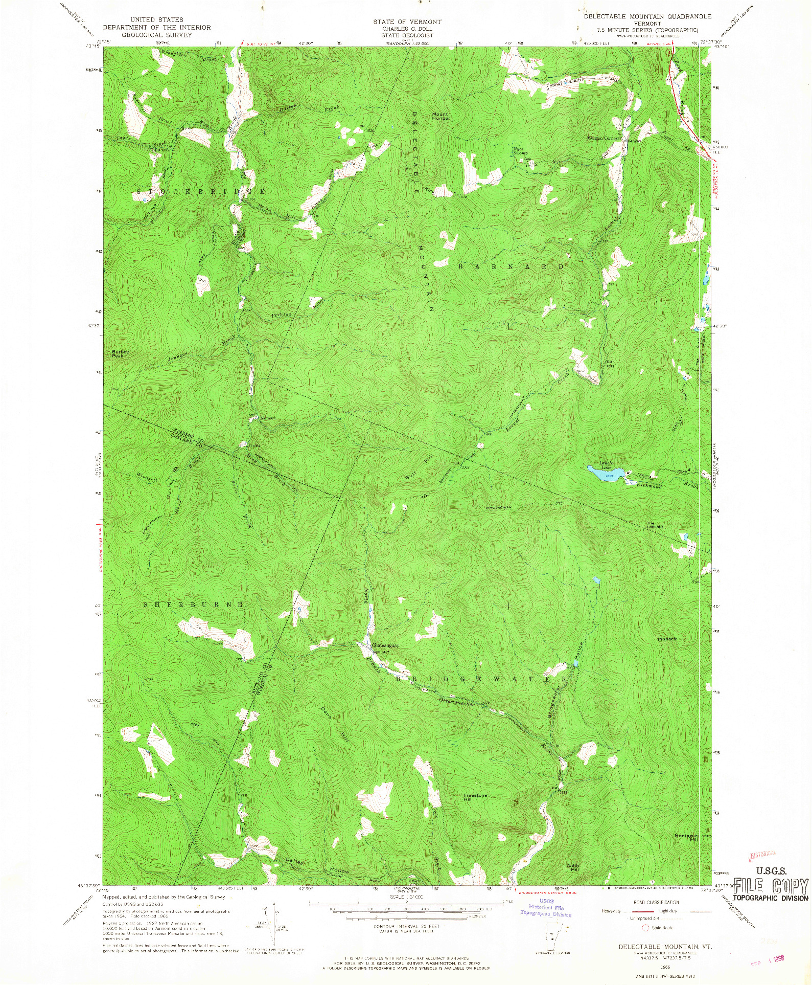 USGS 1:24000-SCALE QUADRANGLE FOR DELECTABLE MOUNTAIN, VT 1966
