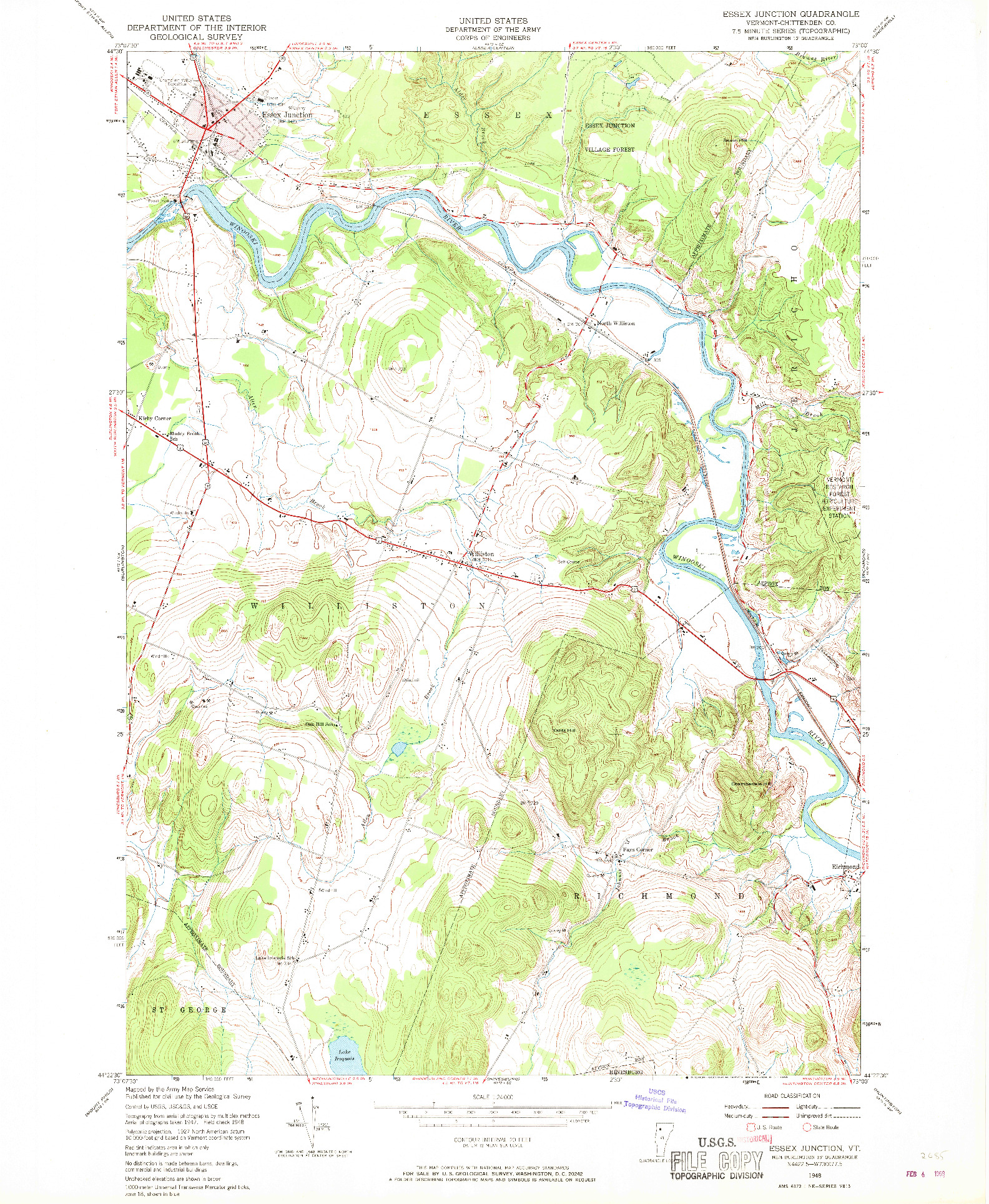 USGS 1:24000-SCALE QUADRANGLE FOR ESSEX JUNCTION, VT 1948