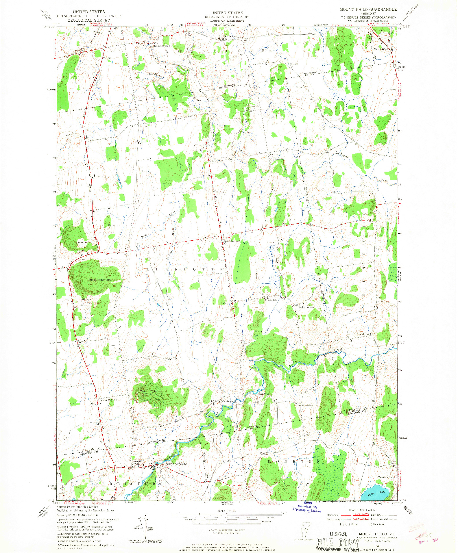 USGS 1:24000-SCALE QUADRANGLE FOR MOUNT PHILO, VT 1948