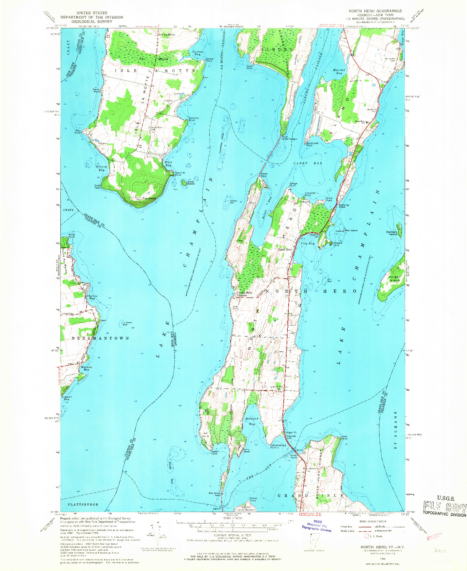 USGS 1:24000-SCALE QUADRANGLE FOR NORTH HERO, VT 1966