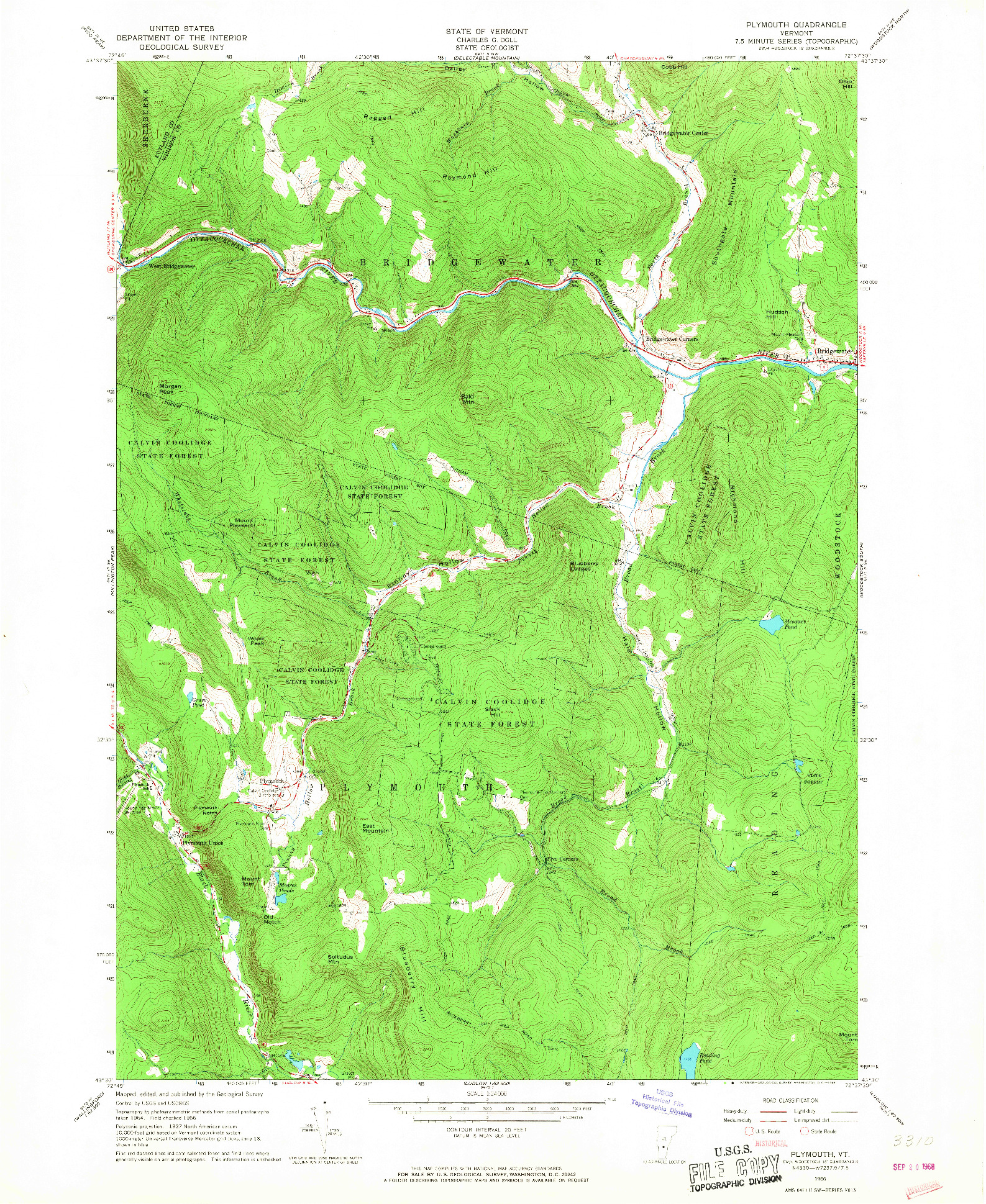 USGS 1:24000-SCALE QUADRANGLE FOR PLYMOUTH, VT 1966