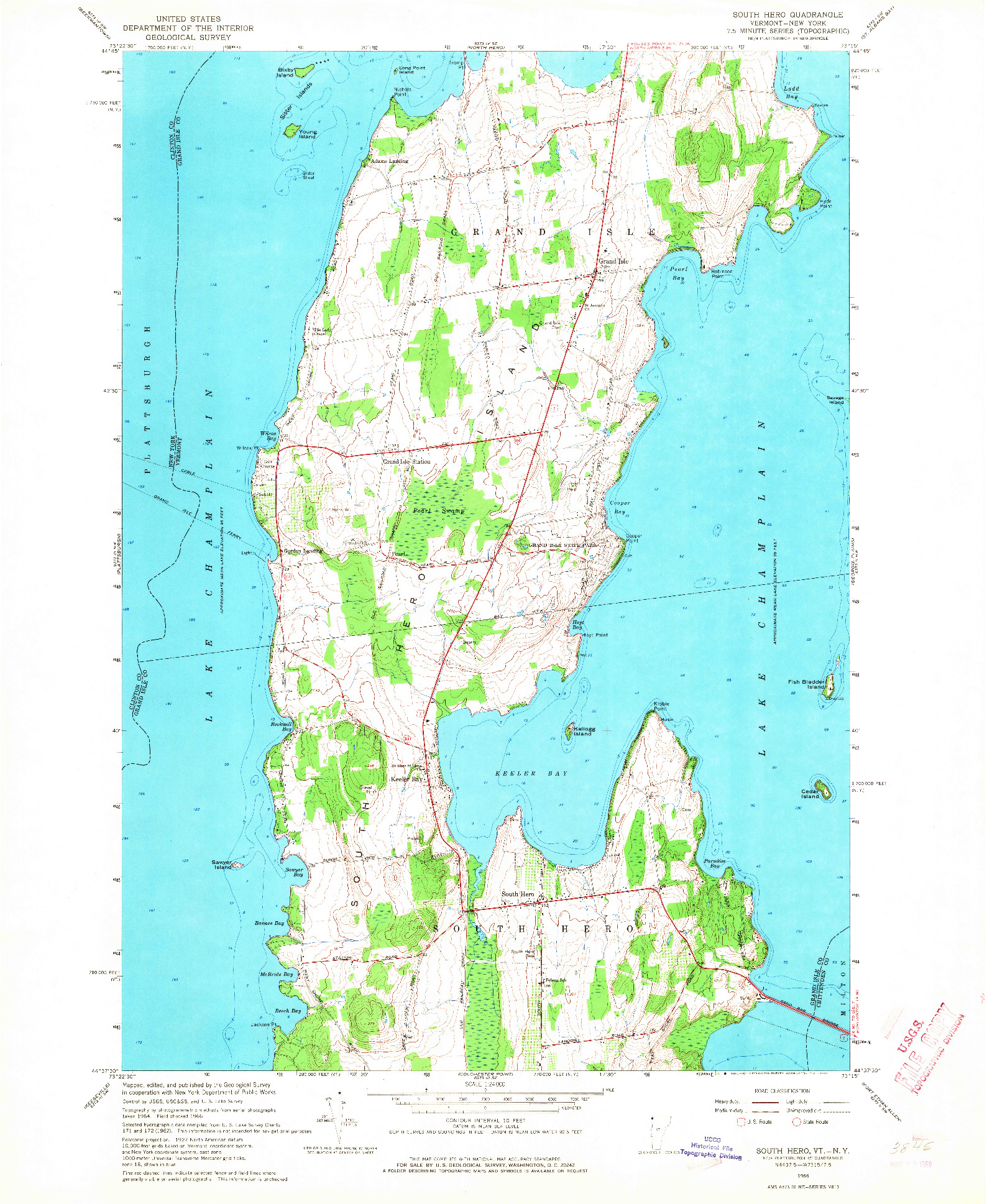 USGS 1:24000-SCALE QUADRANGLE FOR SOUTH HERO, VT 1966