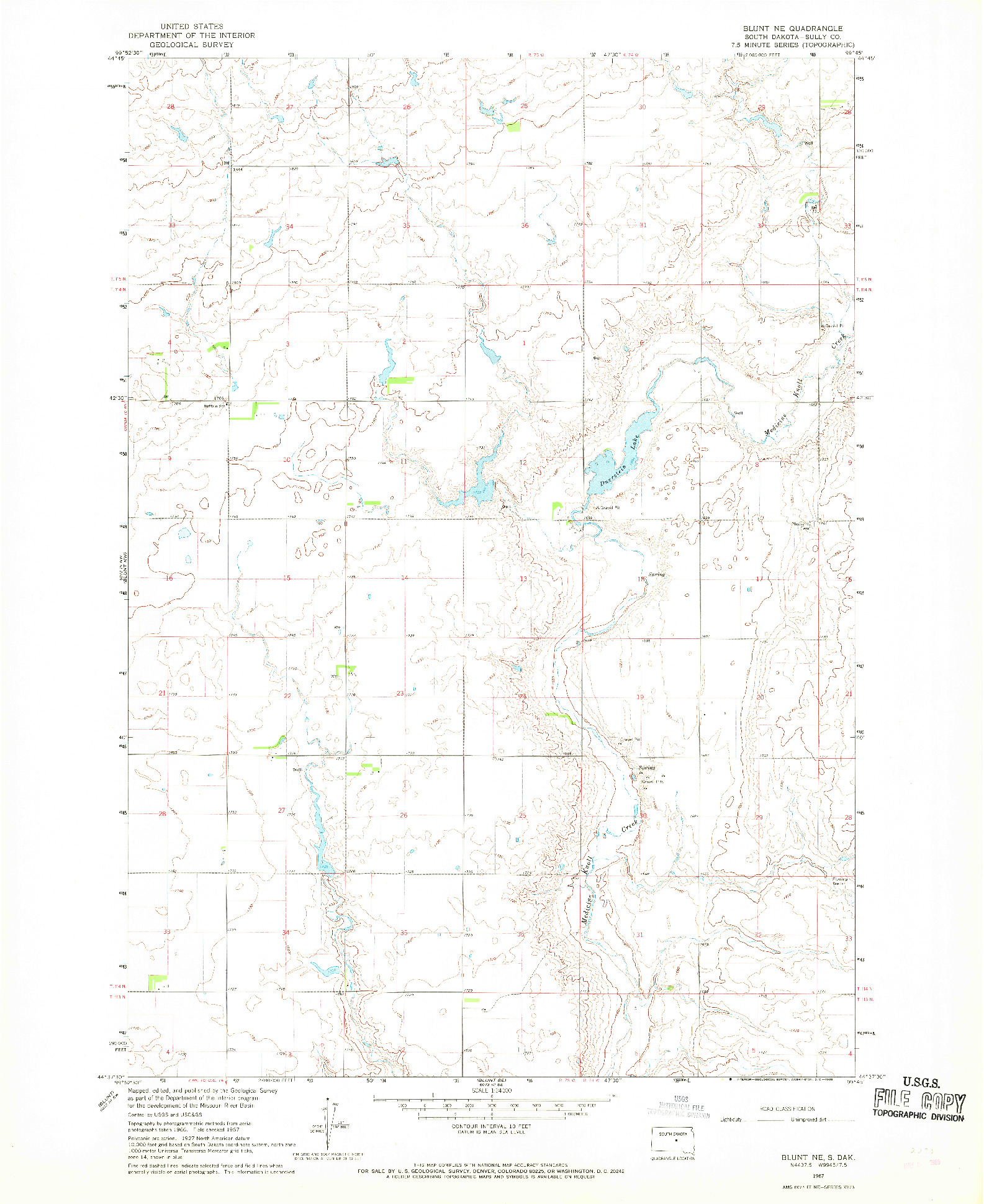 USGS 1:24000-SCALE QUADRANGLE FOR BLUNT NE, SD 1967
