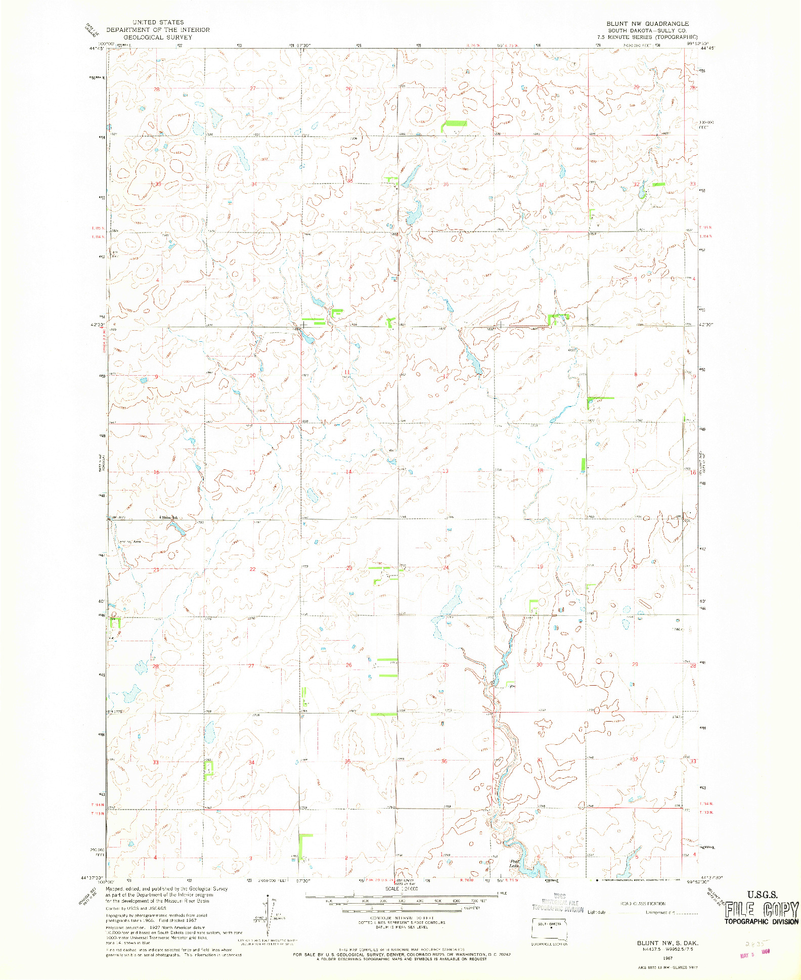 USGS 1:24000-SCALE QUADRANGLE FOR BLUNT NW, SD 1967