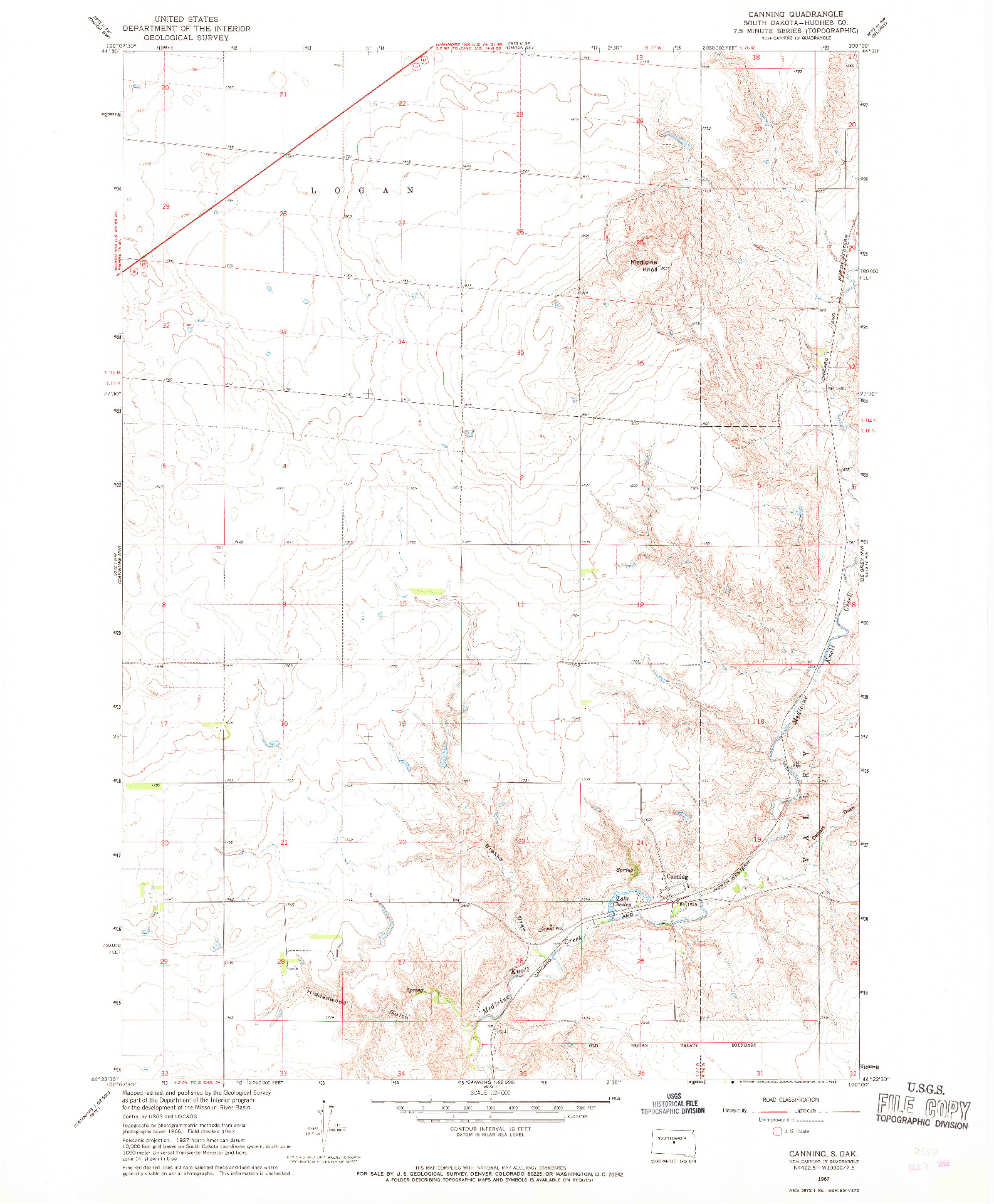 USGS 1:24000-SCALE QUADRANGLE FOR CANNING, SD 1967