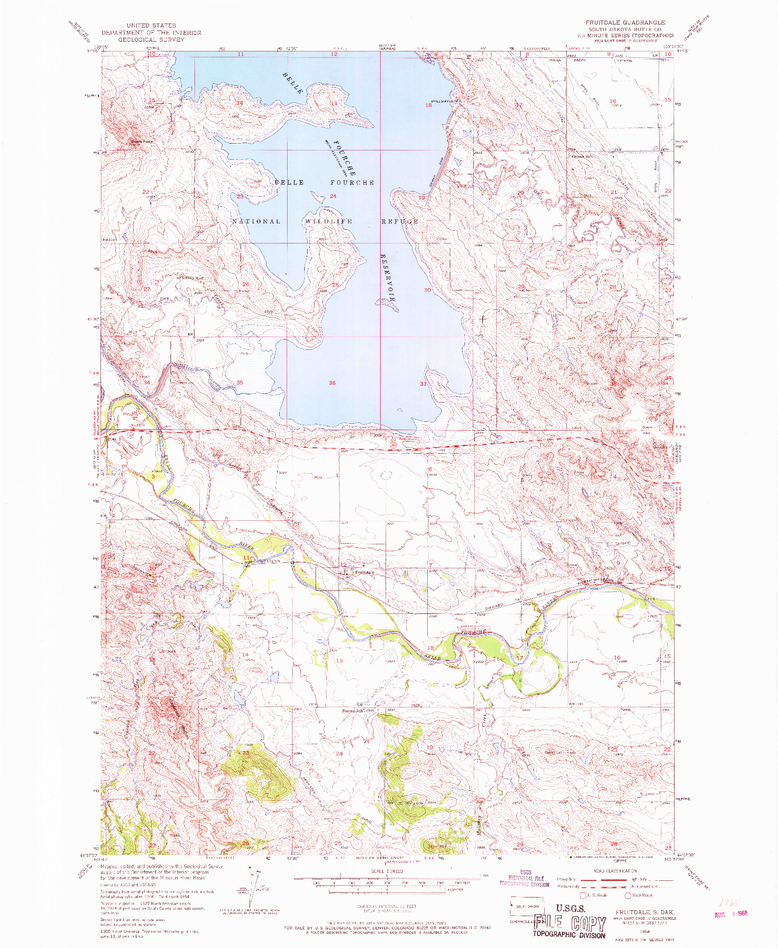 USGS 1:24000-SCALE QUADRANGLE FOR FRUITDALE, SD 1954