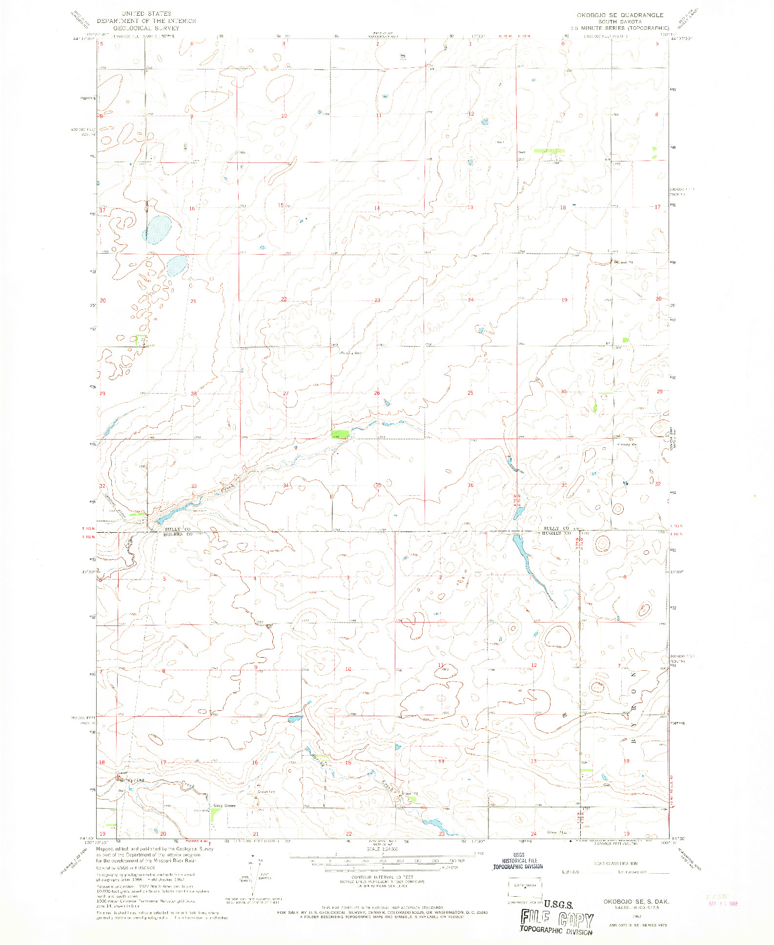 USGS 1:24000-SCALE QUADRANGLE FOR OKOBOJO SE, SD 1967