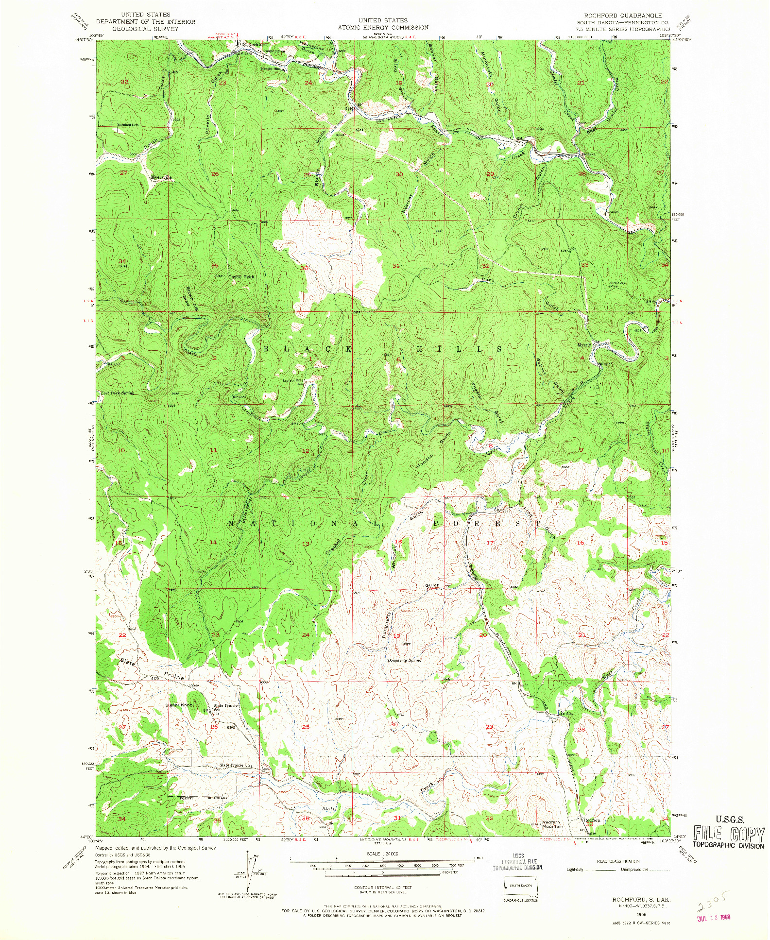 USGS 1:24000-SCALE QUADRANGLE FOR ROCHFORD, SD 1956