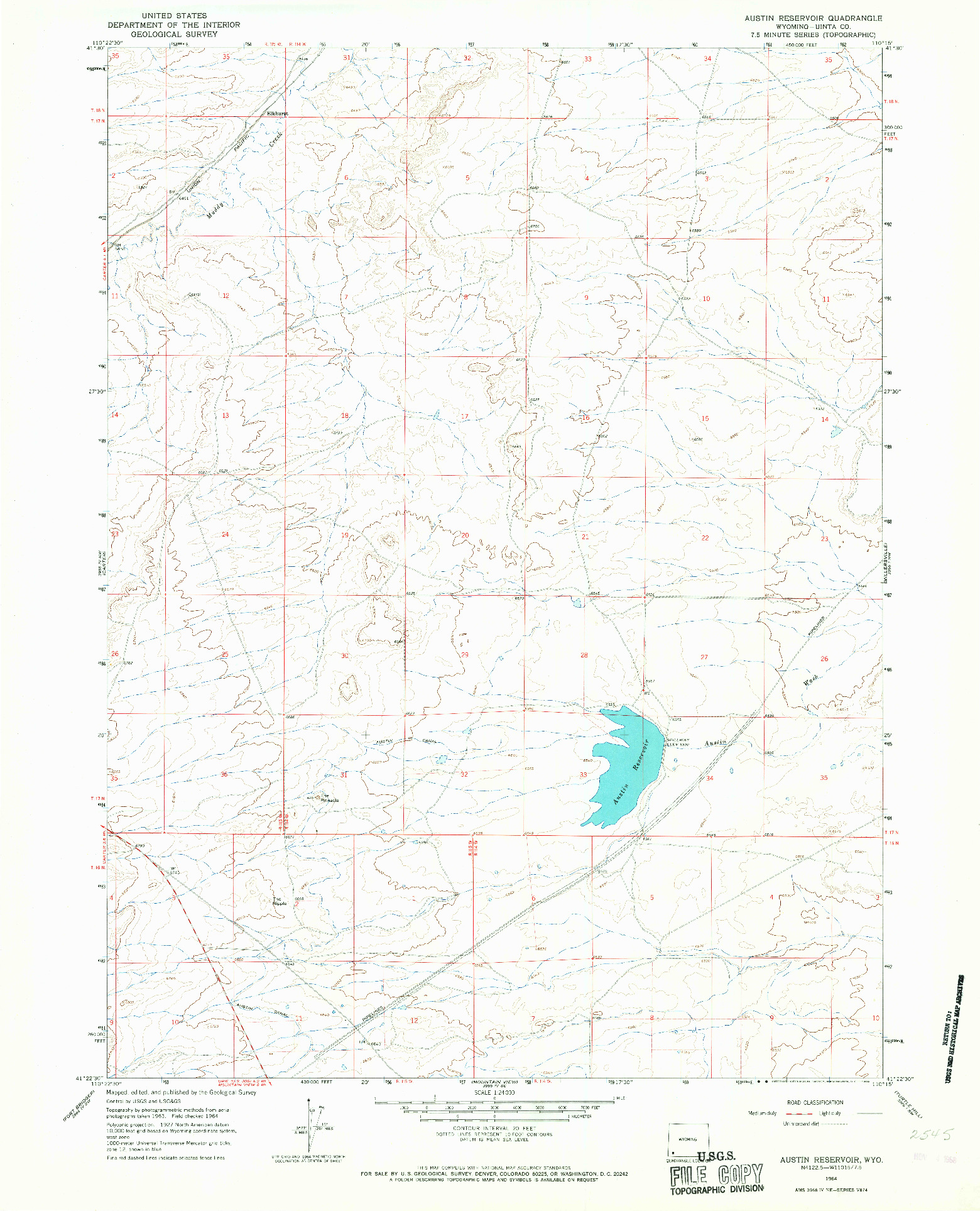 USGS 1:24000-SCALE QUADRANGLE FOR AUSTIN RESERVOIR, WY 1964