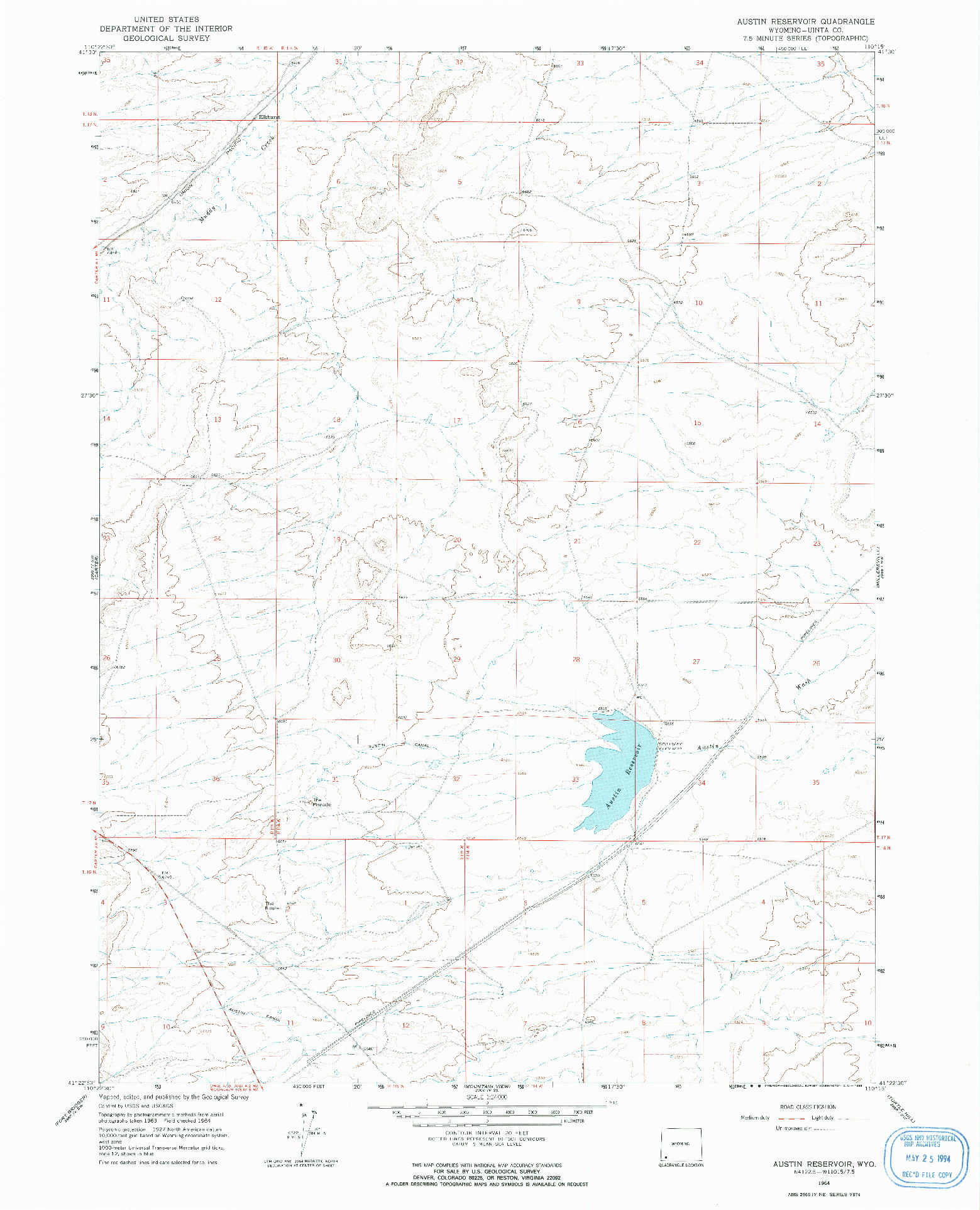 USGS 1:24000-SCALE QUADRANGLE FOR AUSTIN RESERVOIR, WY 1964