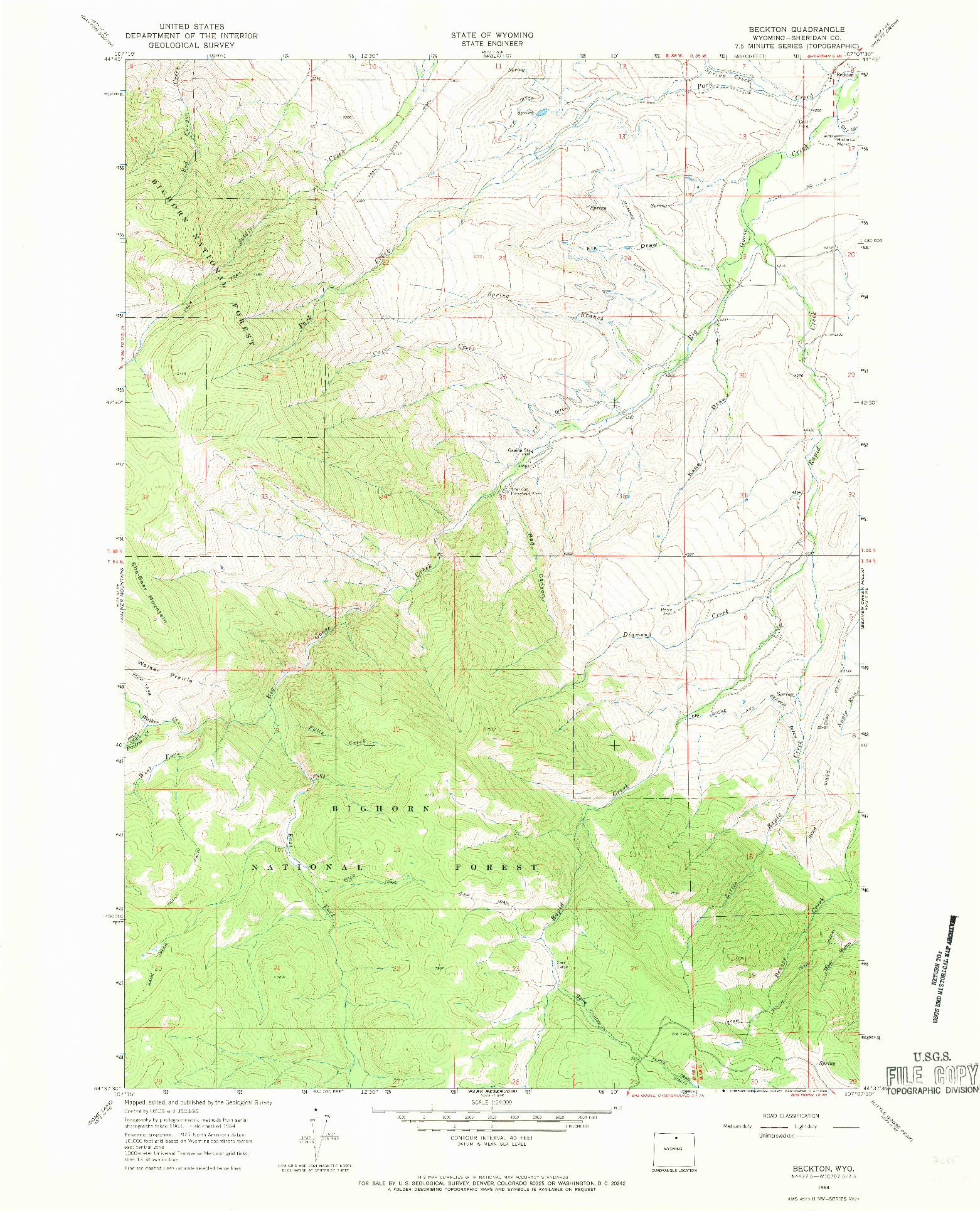 USGS 1:24000-SCALE QUADRANGLE FOR BECKTON, WY 1964