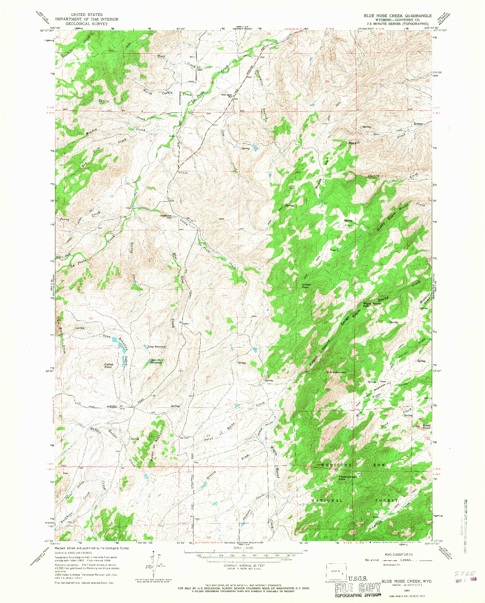 USGS 1:24000-SCALE QUADRANGLE FOR BLUE NOSE CREEK, WY 1964