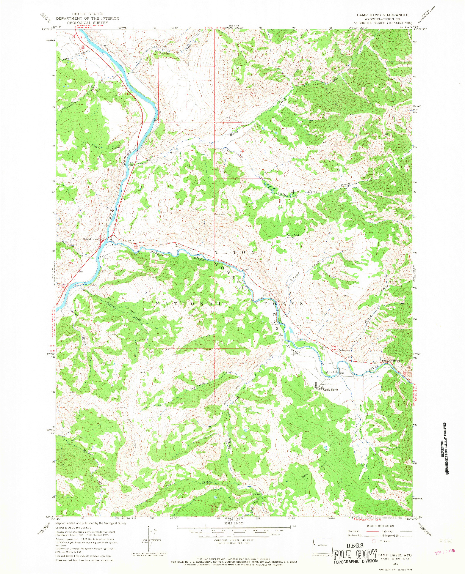 USGS 1:24000-SCALE QUADRANGLE FOR CAMP DAVIS, WY 1965