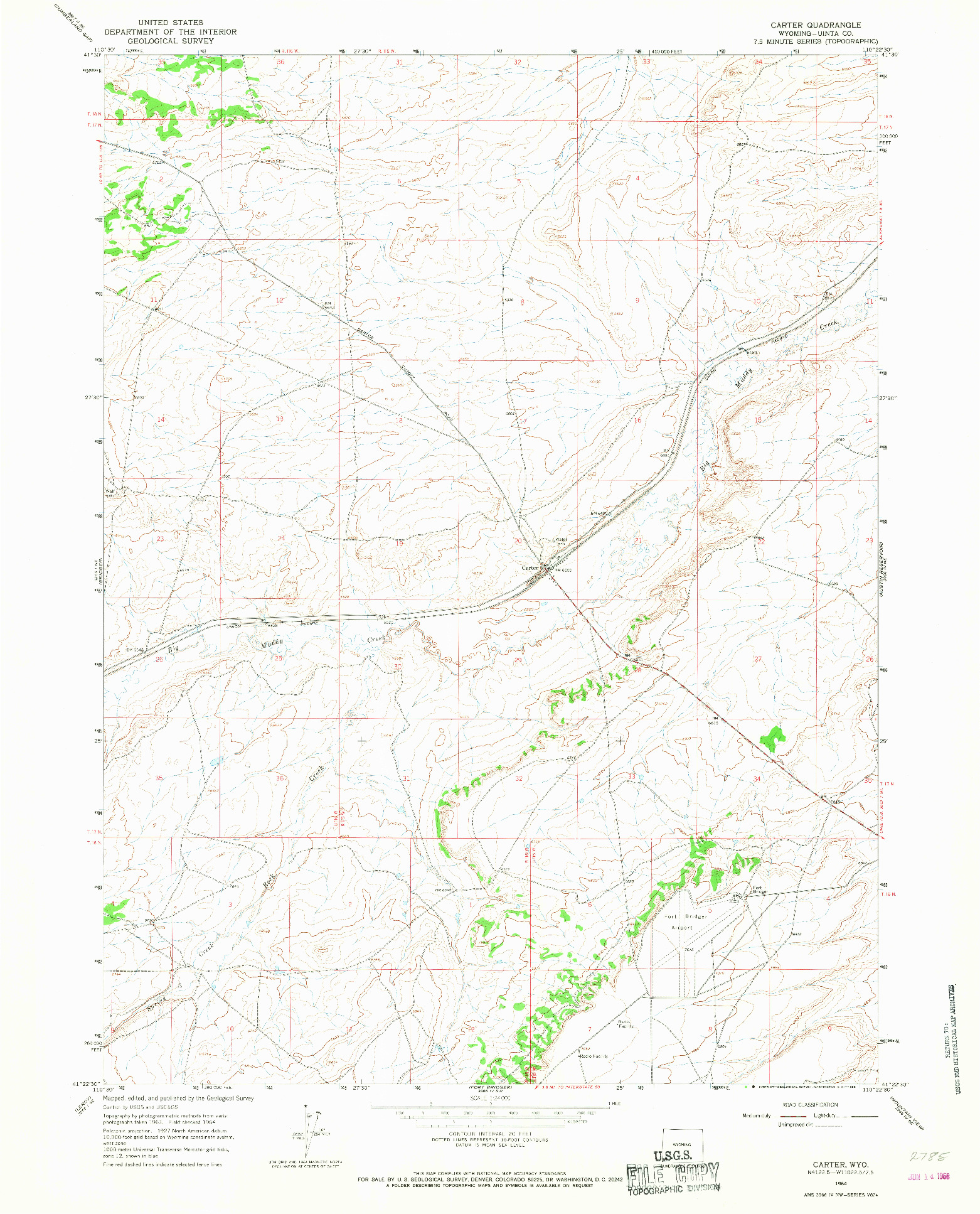 USGS 1:24000-SCALE QUADRANGLE FOR CARTER, WY 1964