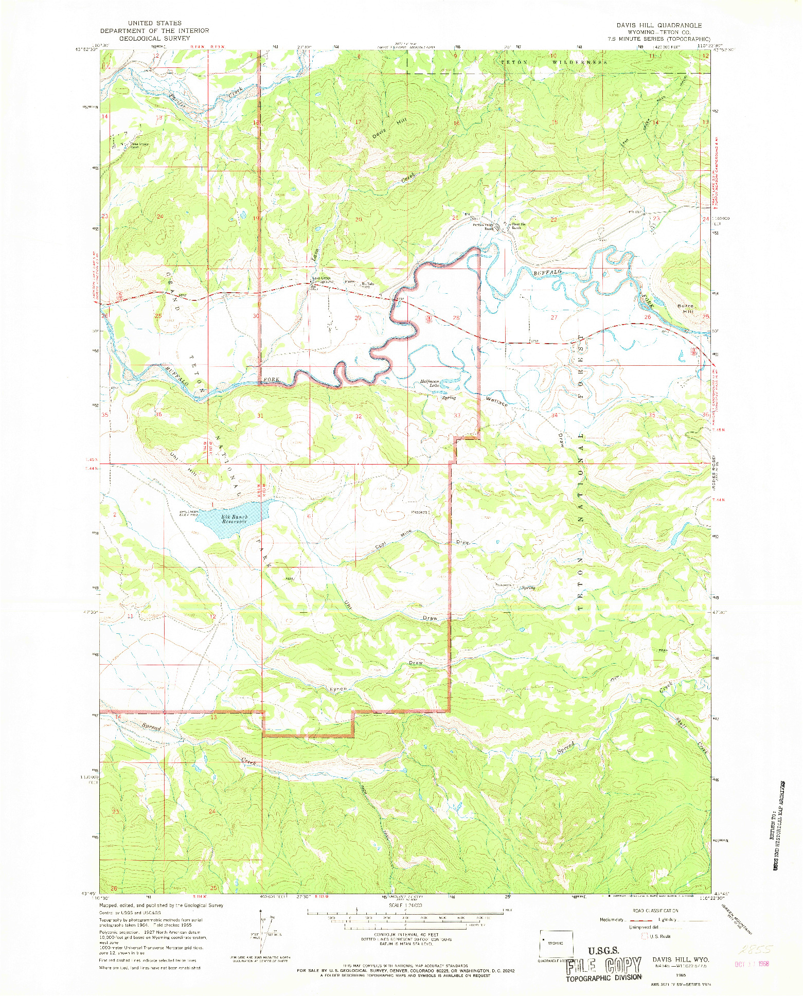 USGS 1:24000-SCALE QUADRANGLE FOR DAVIS HILL, WY 1965