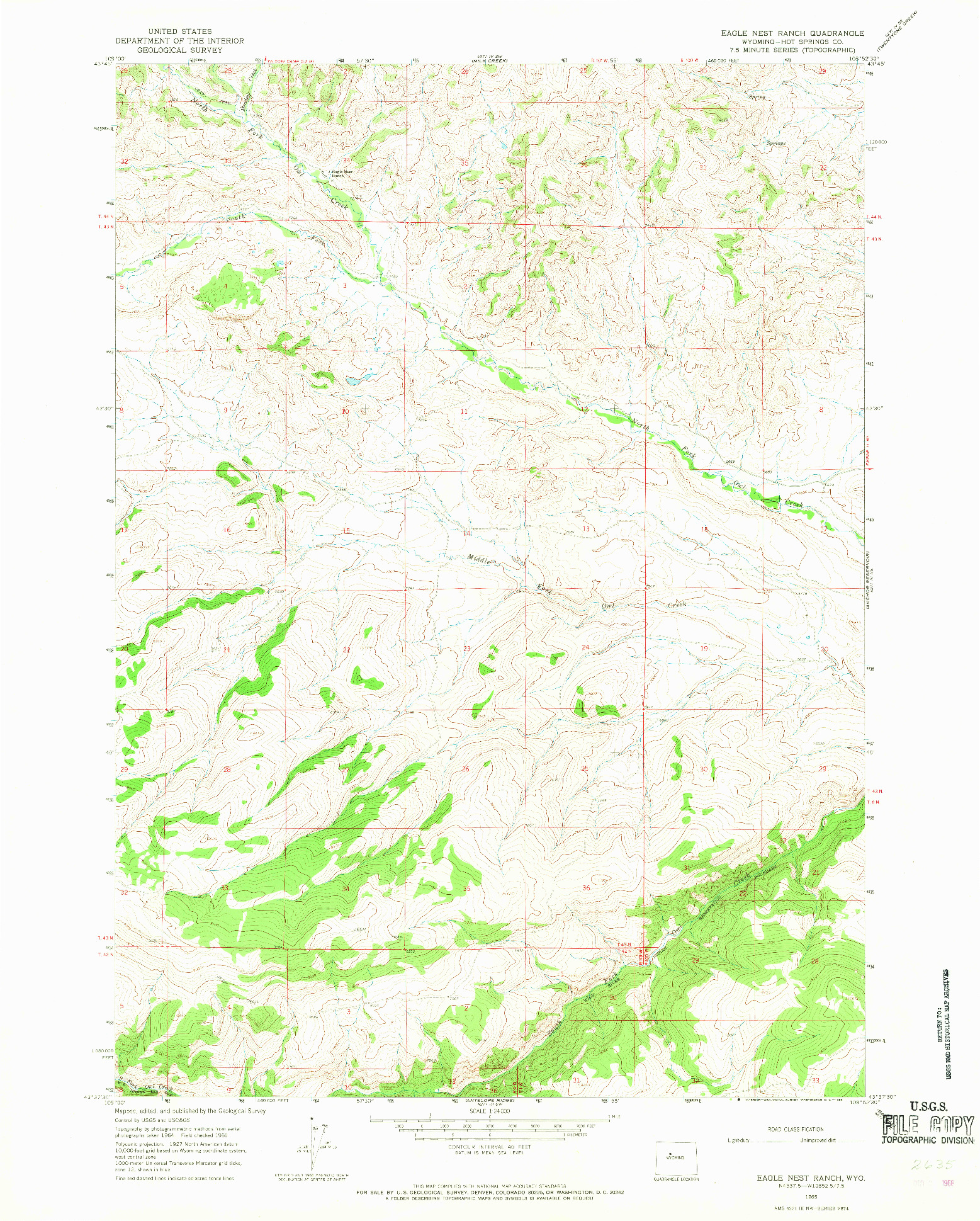 USGS 1:24000-SCALE QUADRANGLE FOR EAGLE NEST RANCH, WY 1965
