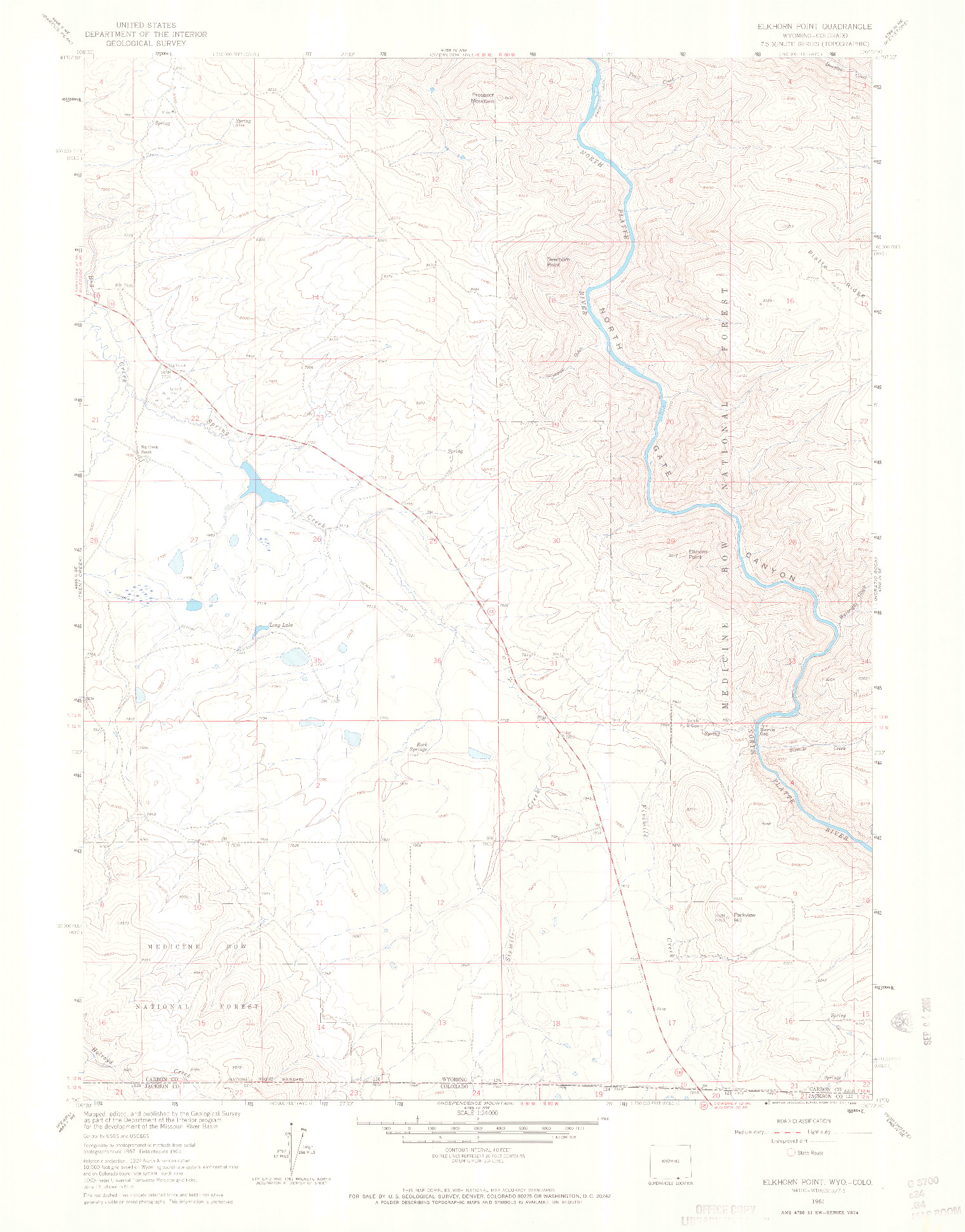 USGS 1:24000-SCALE QUADRANGLE FOR ELKHORN POINT, WY 1961