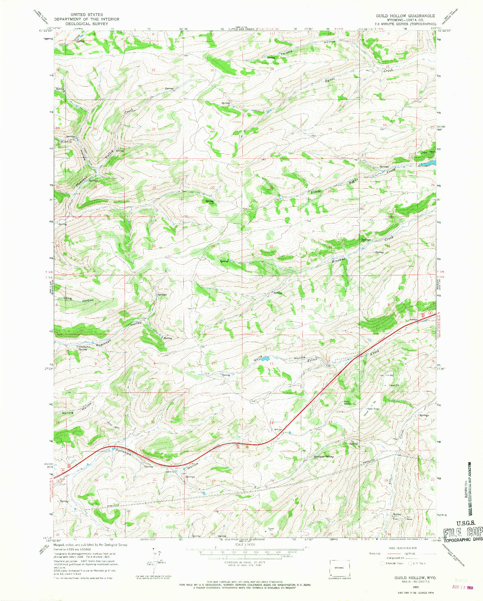 USGS 1:24000-SCALE QUADRANGLE FOR GUILD HOLLOW, WY 1965