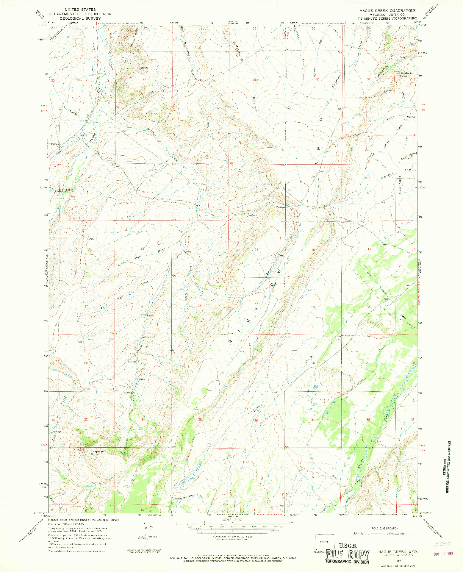 USGS 1:24000-SCALE QUADRANGLE FOR HAGUE CREEK, WY 1965