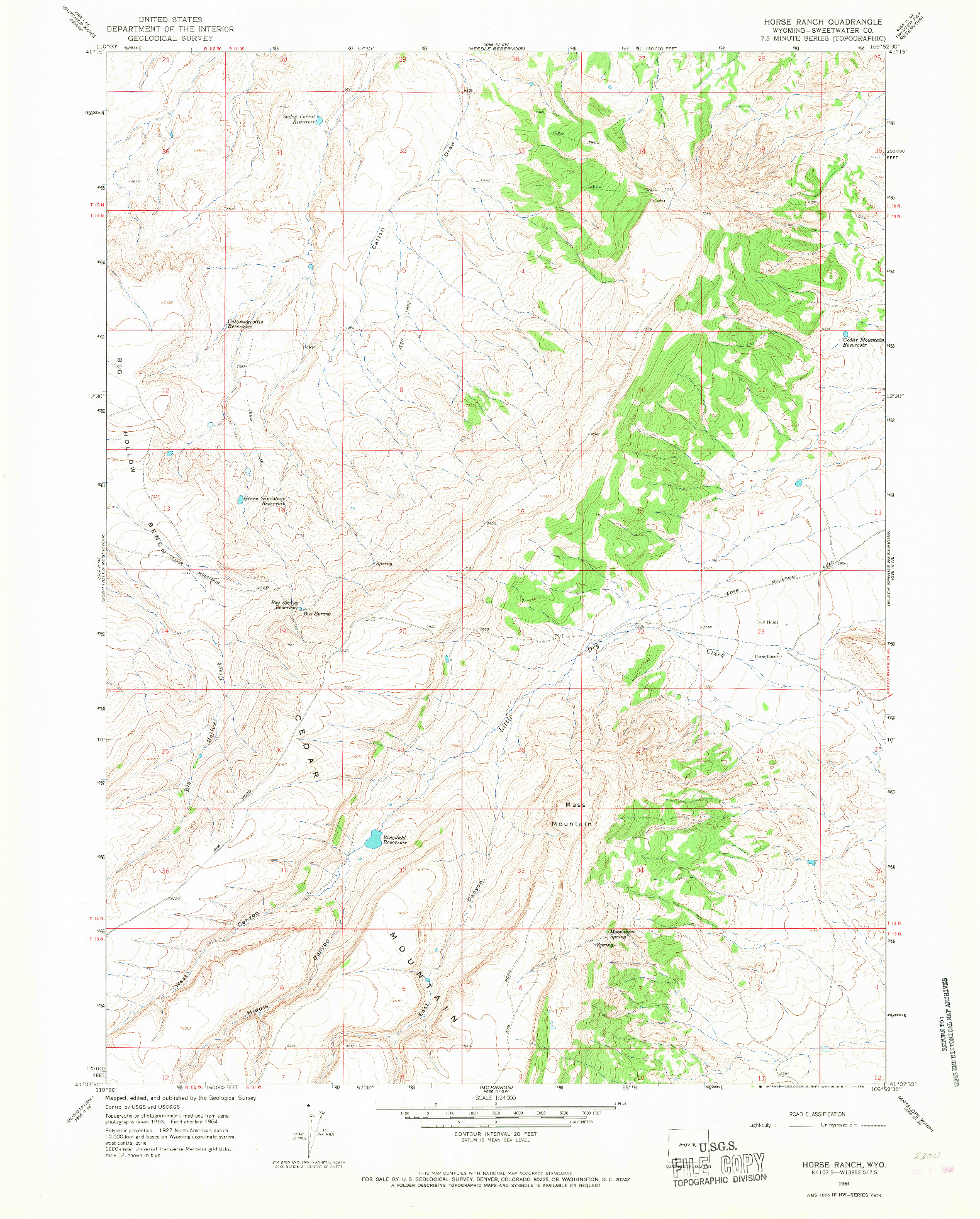 USGS 1:24000-SCALE QUADRANGLE FOR HORSE RANCH, WY 1964