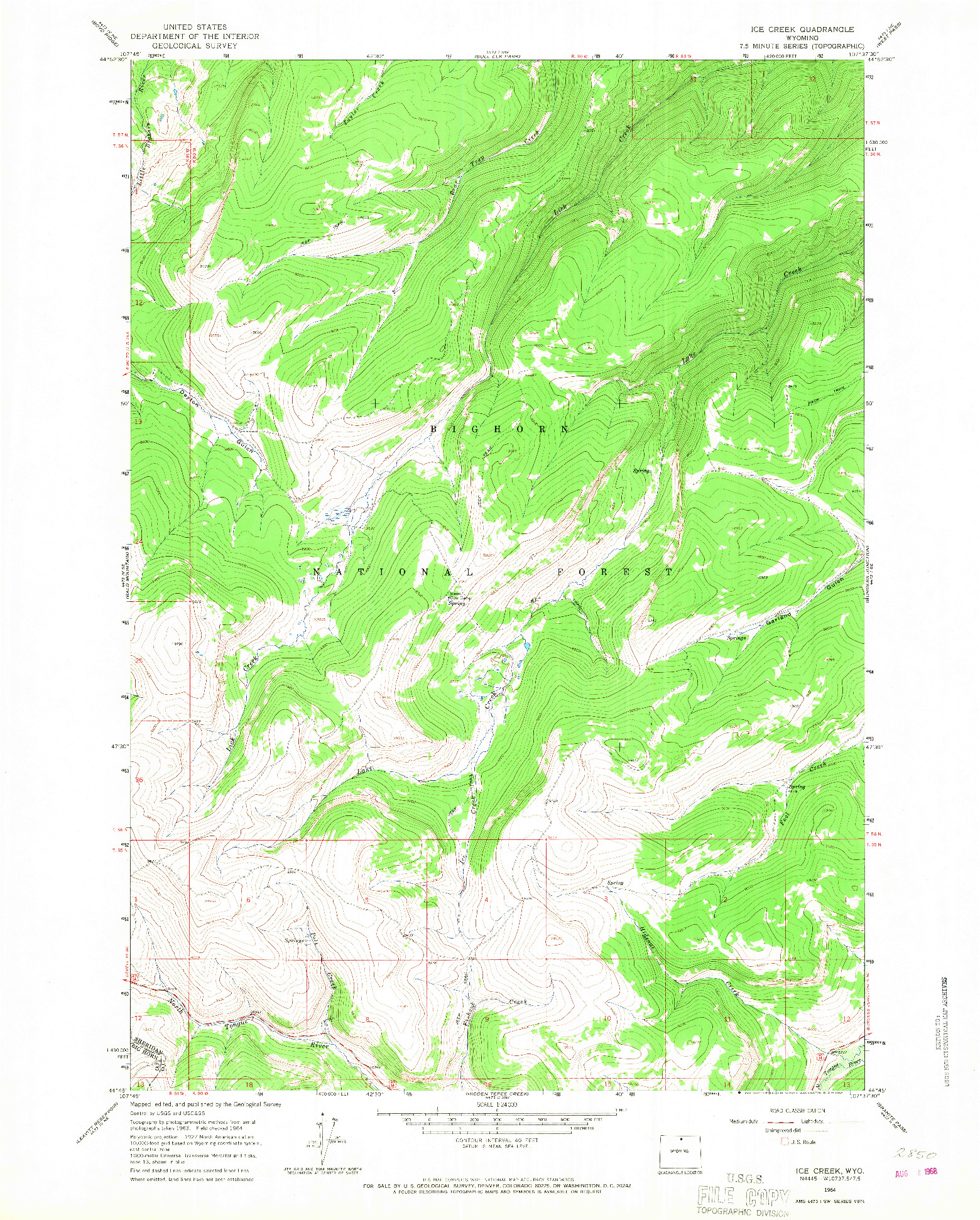 USGS 1:24000-SCALE QUADRANGLE FOR ICE CREEK, WY 1964